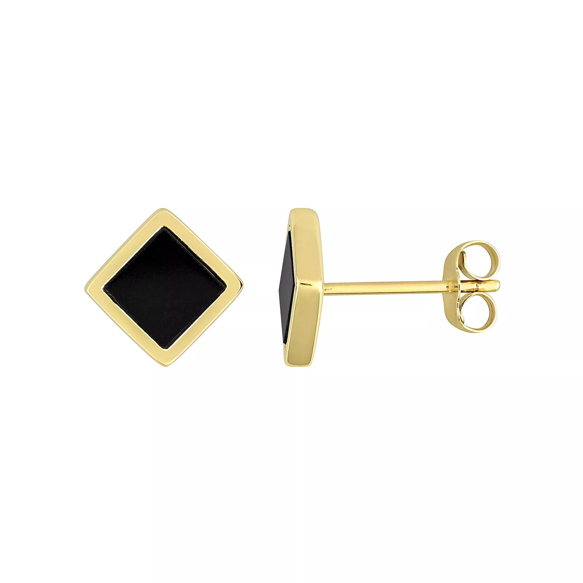 Men's Stella Grace 14k Gold Square Black Onyx Stud Earrings, Women's Product Image