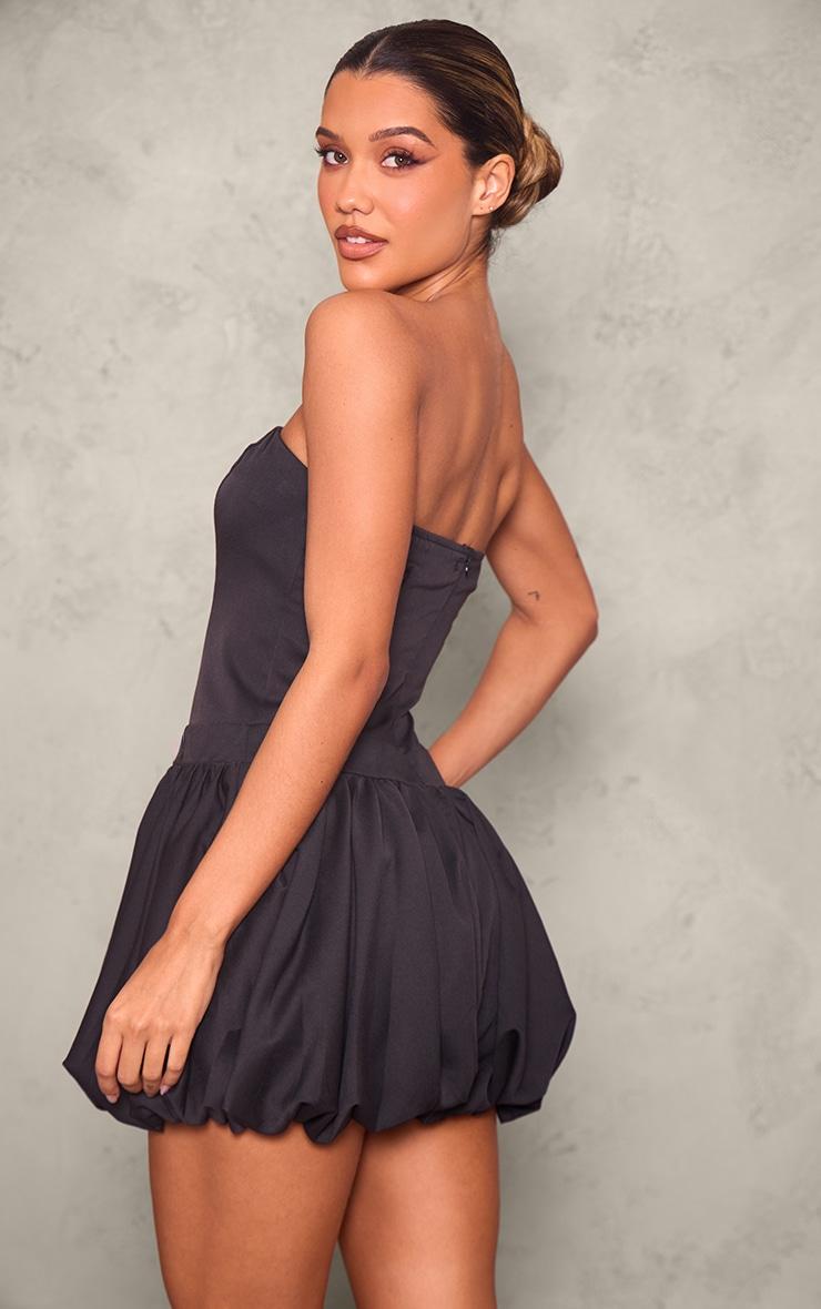 Black Bandeau Boned Puffball Mini Dress Product Image