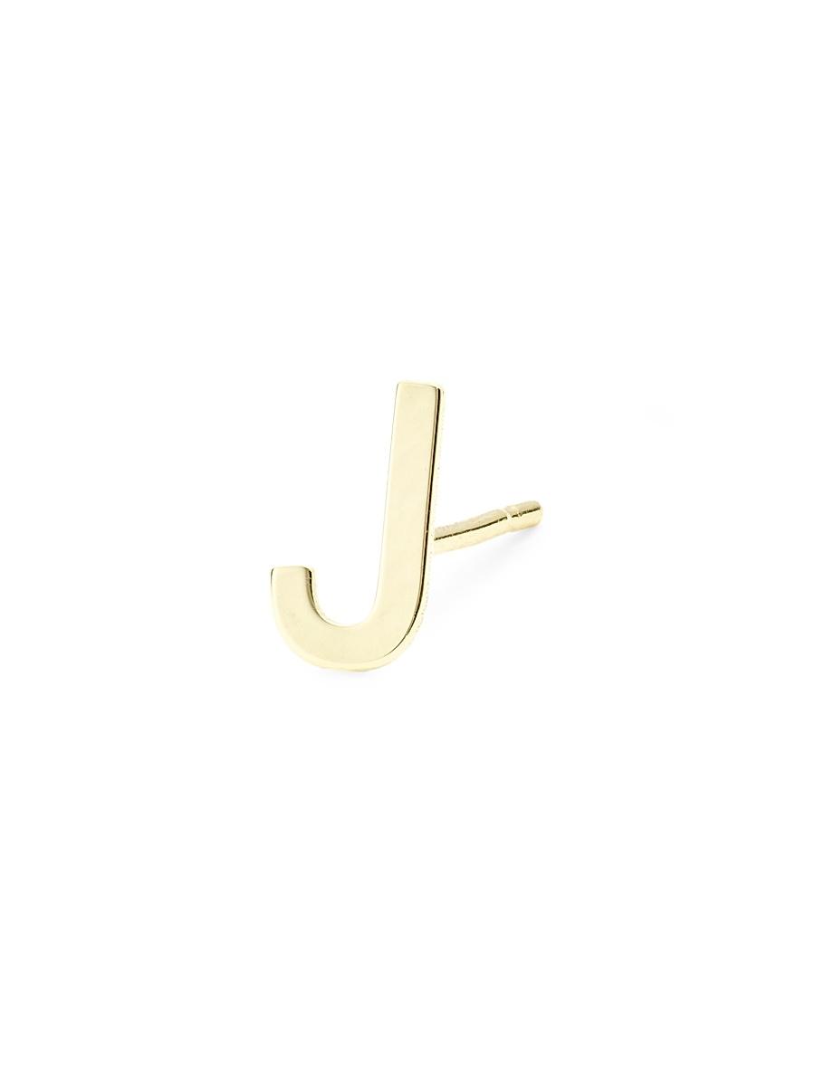 Womens 14K Yellow Gold Single Initial Stud Earring Product Image
