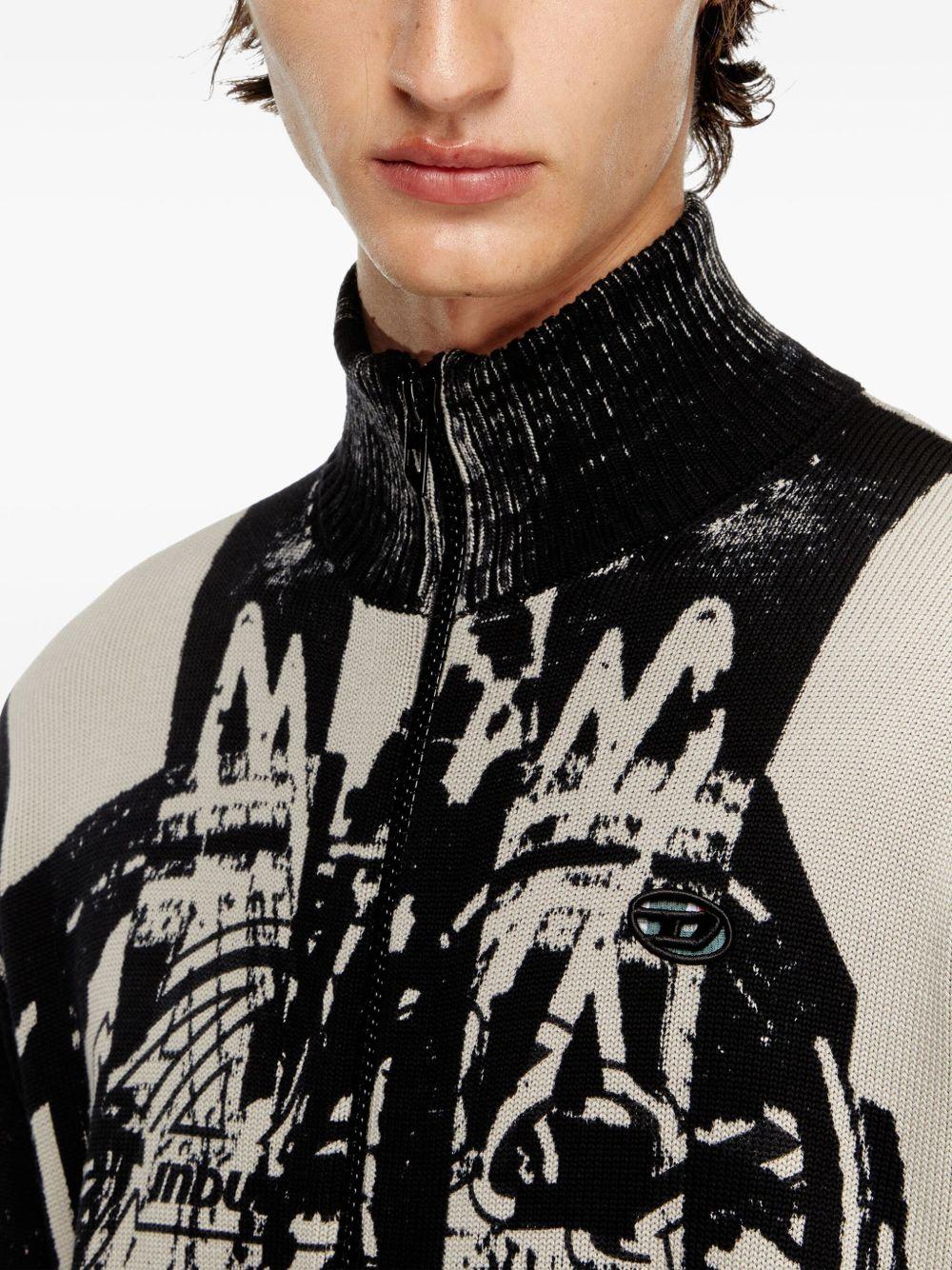 striped zip-up bomber jacket Product Image