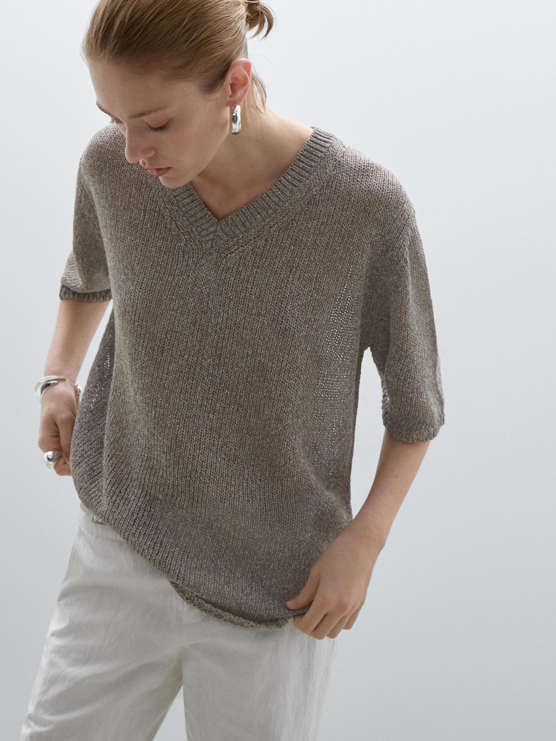 Oversize knit short sleeve sweater Product Image