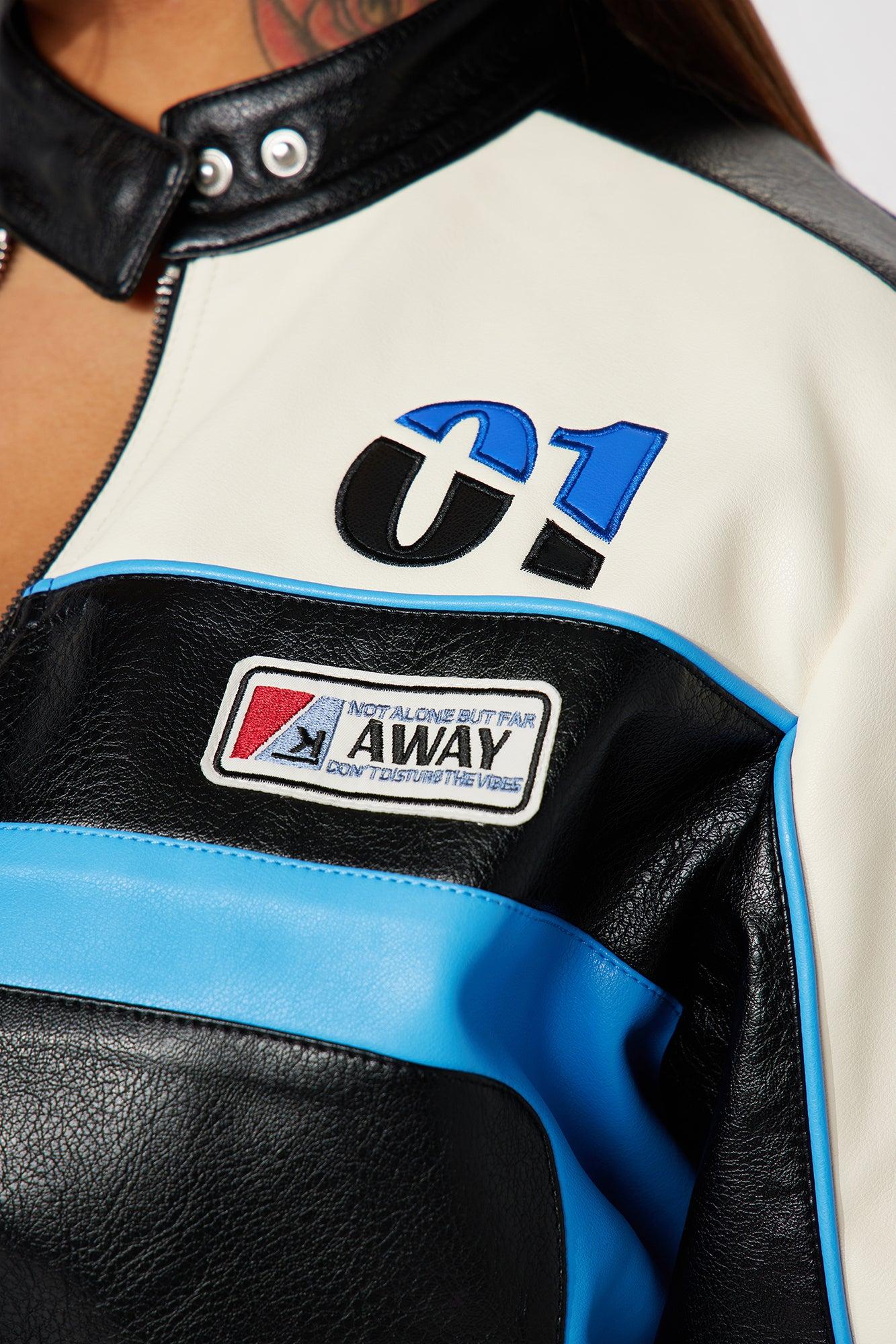Around The Track Faux Leather Jacket - Blue/combo Product Image