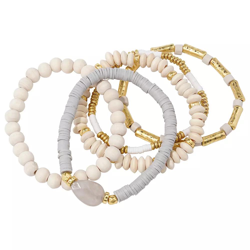Emberly Gold Tone 5 Pack Rubber Bead Stretch Bracelet Set, Women's, Multi Product Image
