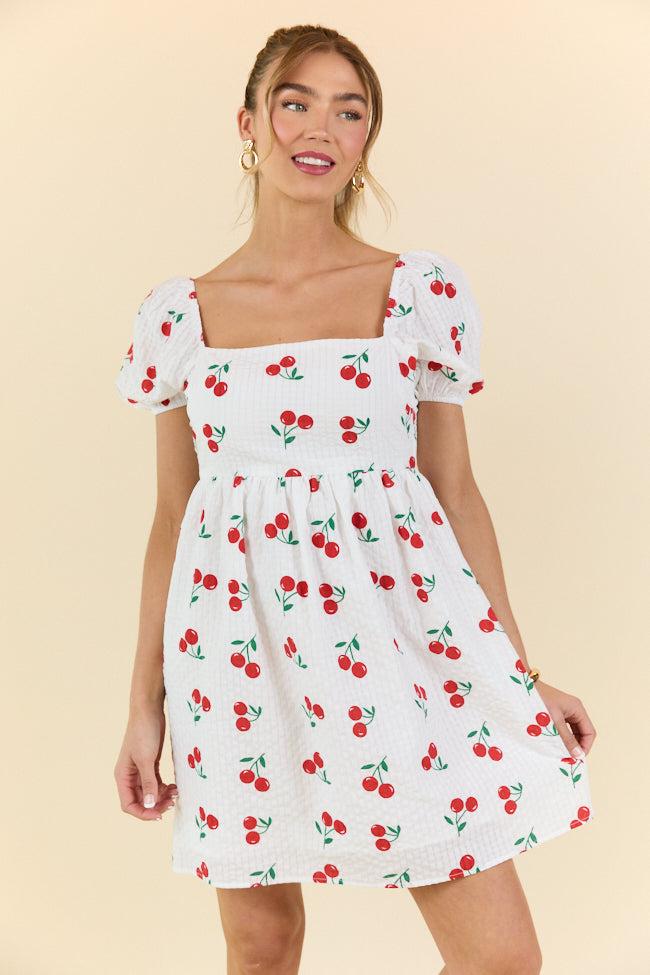 One Day At A Time Cherry Print Mini Dress FINAL SALE Product Image