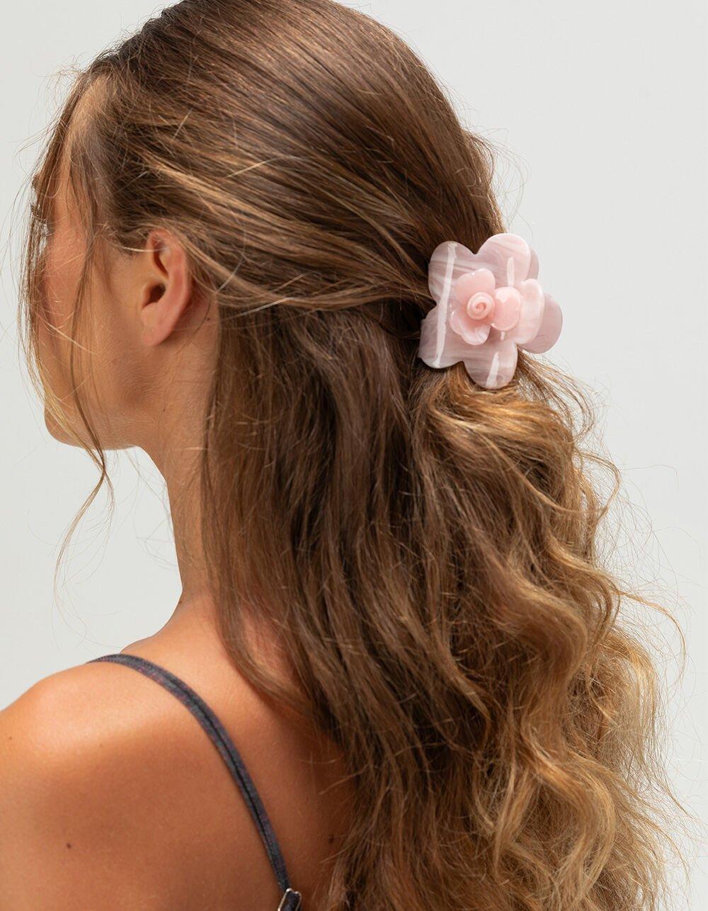 FULL TILT Marble Floral Claw Clip - PINK Product Image