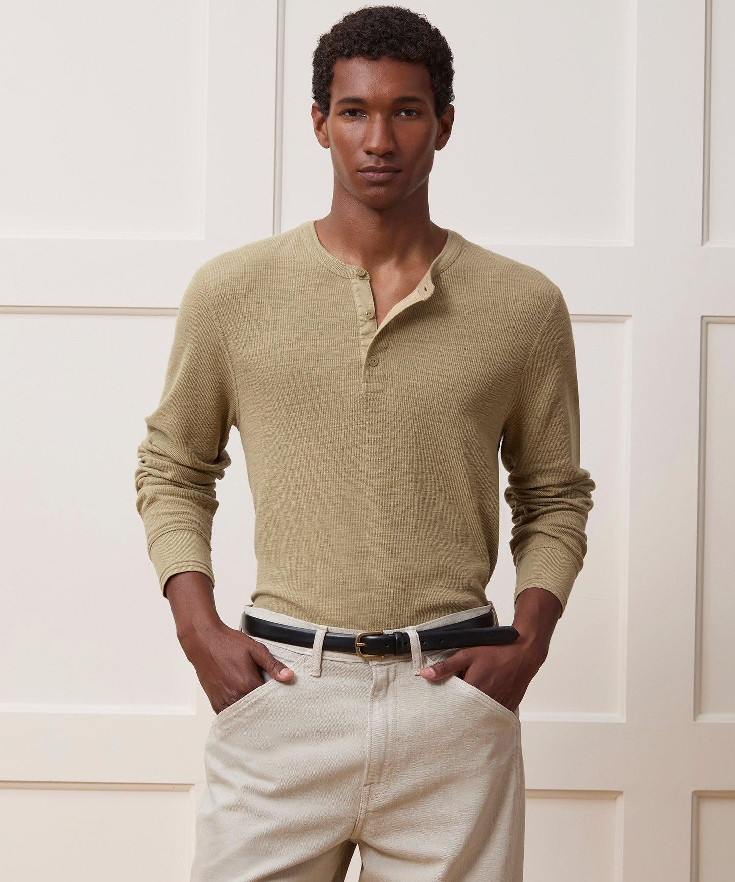 Lightweight Mini Waffle Henley in Baja Dunes Product Image