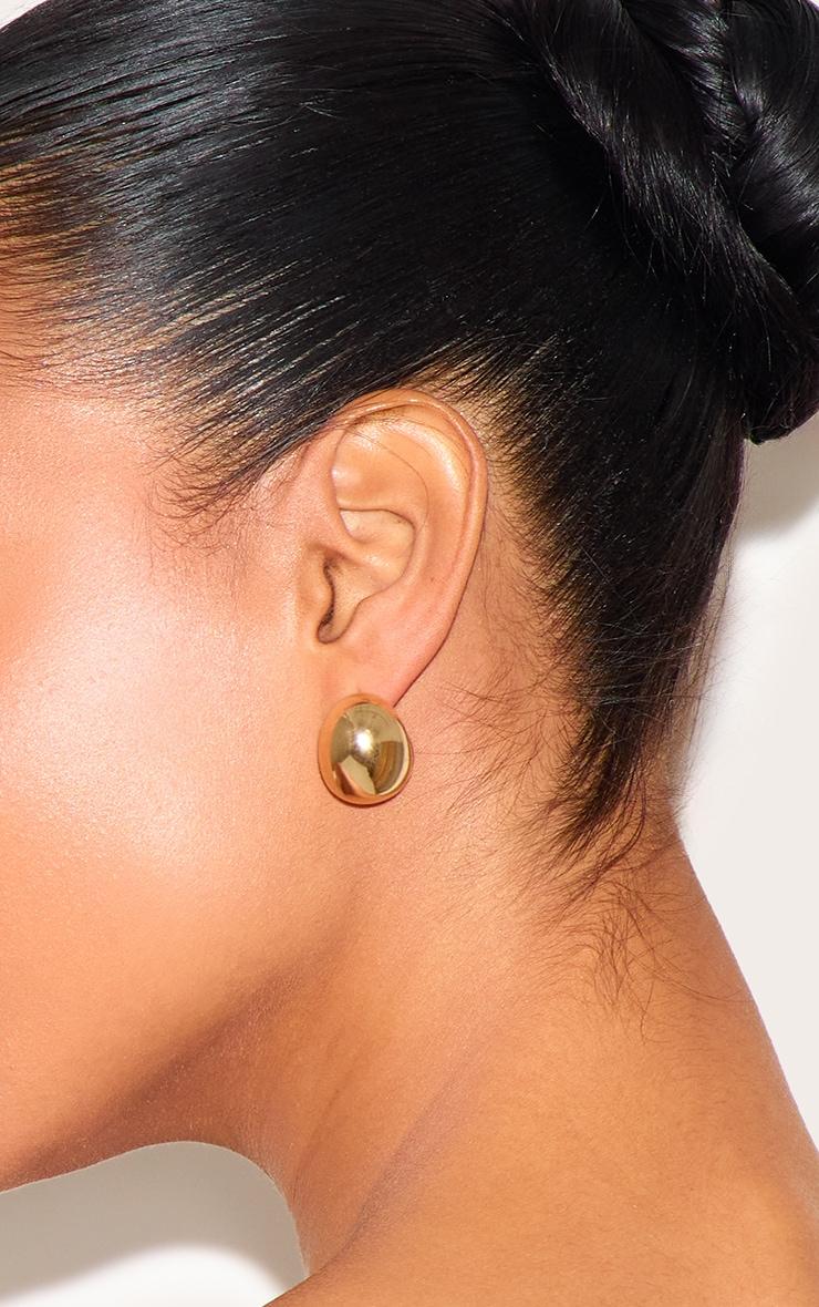 Gold Chunky Round Stud Earrings Product Image