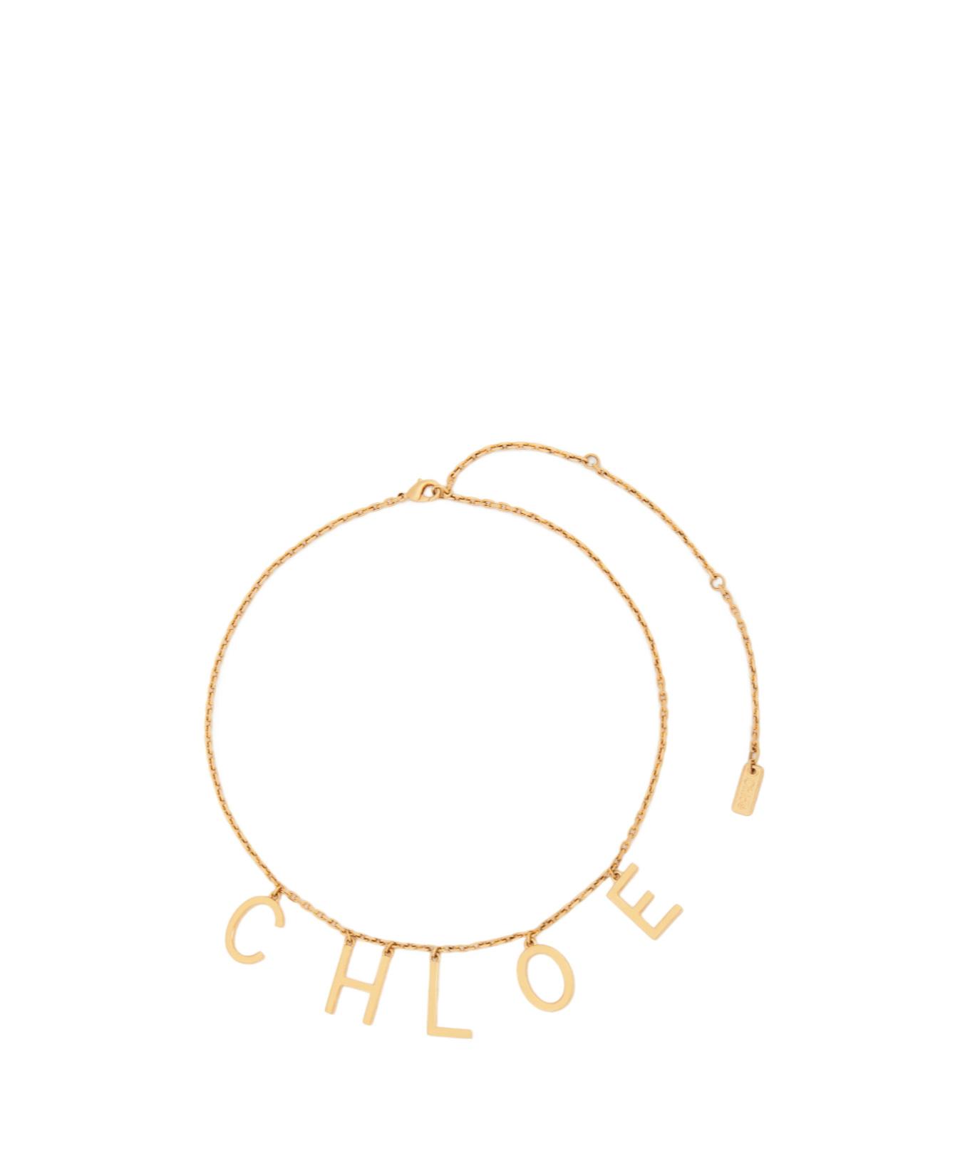 CHLOÉ Metallic Belt With Adjustable Hook Closure And Logo Lettering Charm In Brass Woman In Gold Product Image