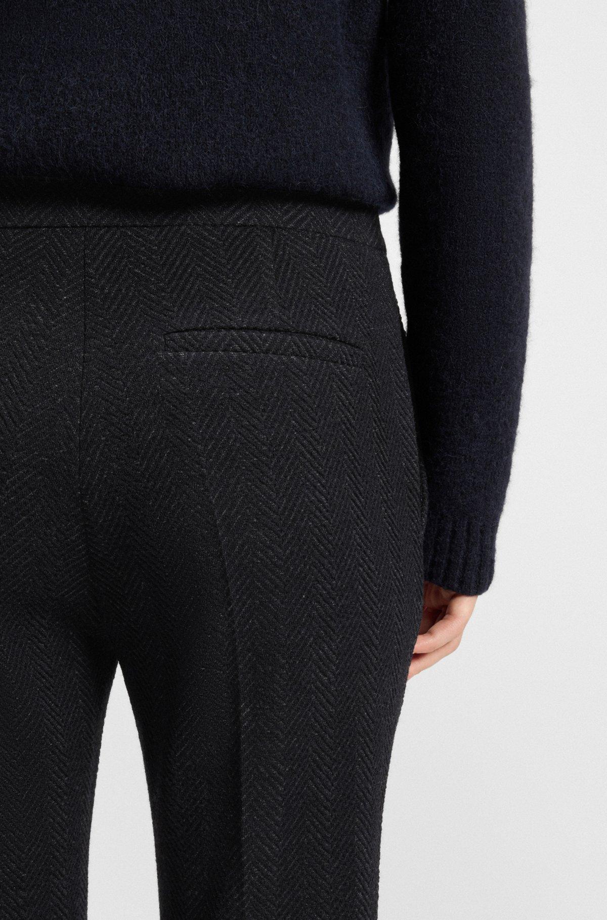 Slim-fit trousers in crease-resistant herringbone stretch jersey Product Image