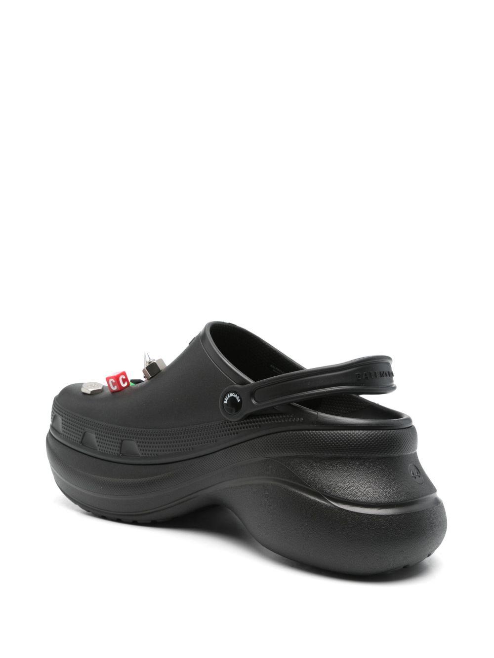 BALENCIAGA Platform Sandals Embellished Ventilation Holes In Black Product Image