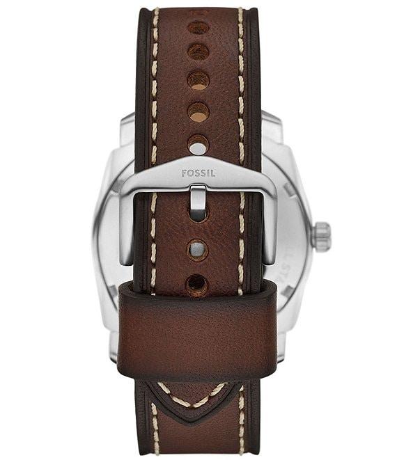 Fossil Men's Machine Three-Hand Brown Leather Strap Watch and Bracelet Set Product Image