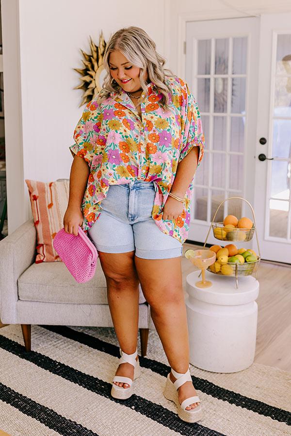 Risen Tabor High Waist Shorts in Light Wash Curves Product Image