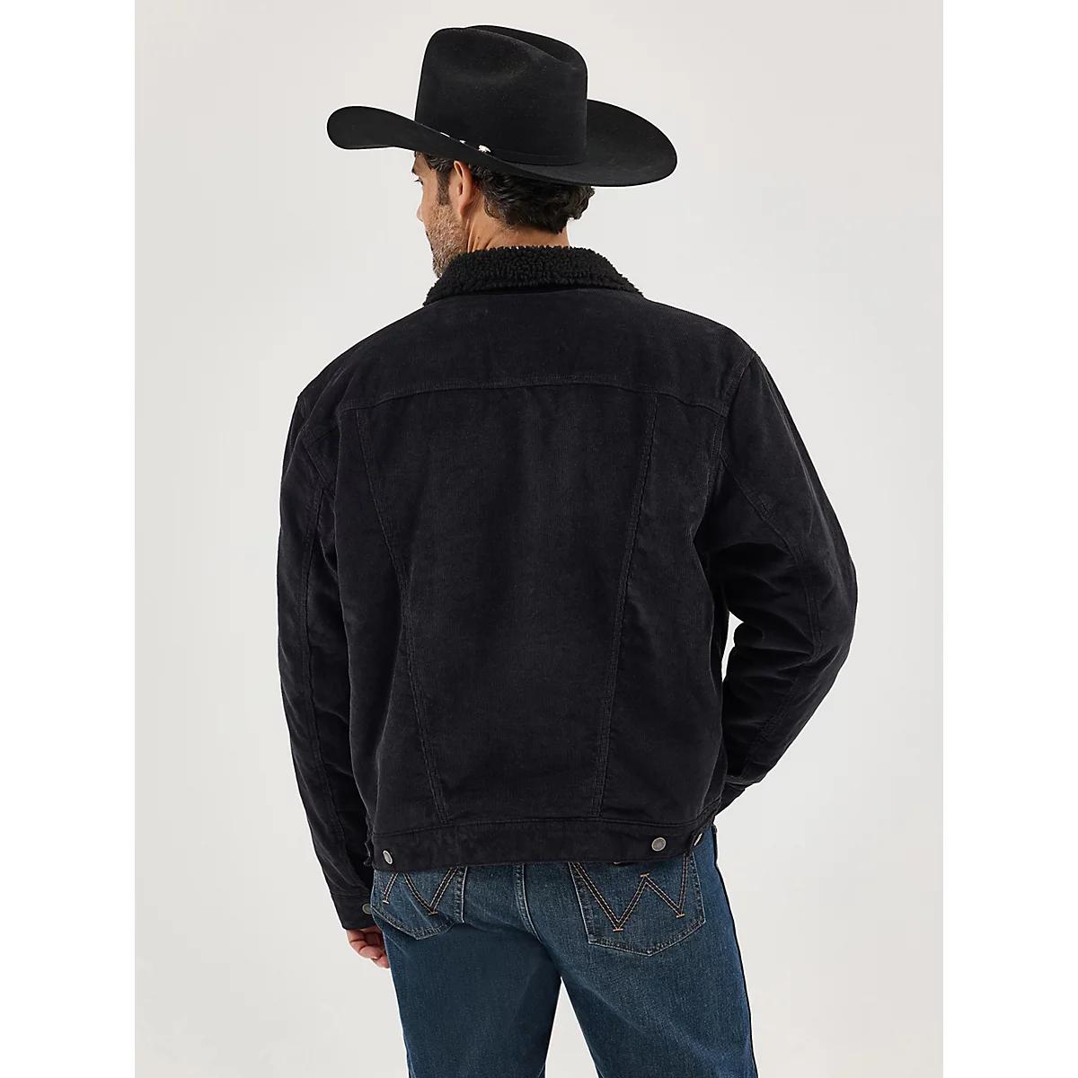 Men's Wrangler® Cowboy Cut® Sherpa Lined Corduroy Jacket in Caviar Product Image