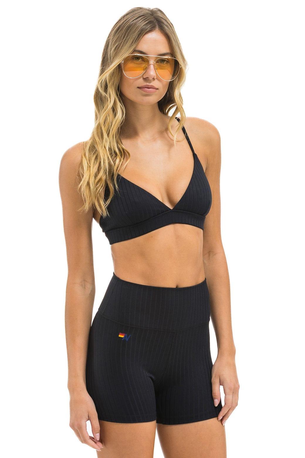 WIDE RIB 4IN HI-RISE BIKER SHORT - BLACK Female Product Image