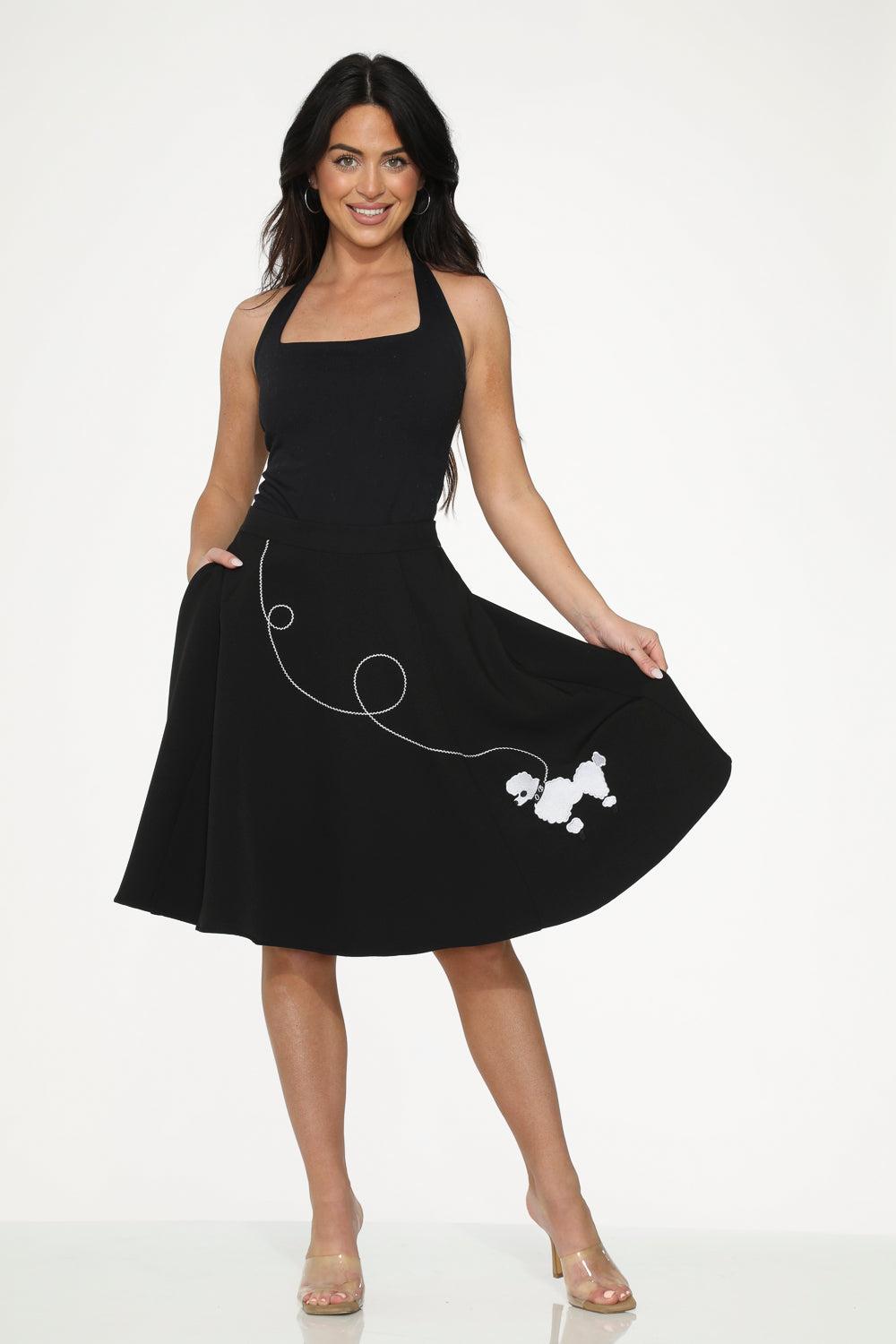 Black Embroidered Poodle Skirt Product Image