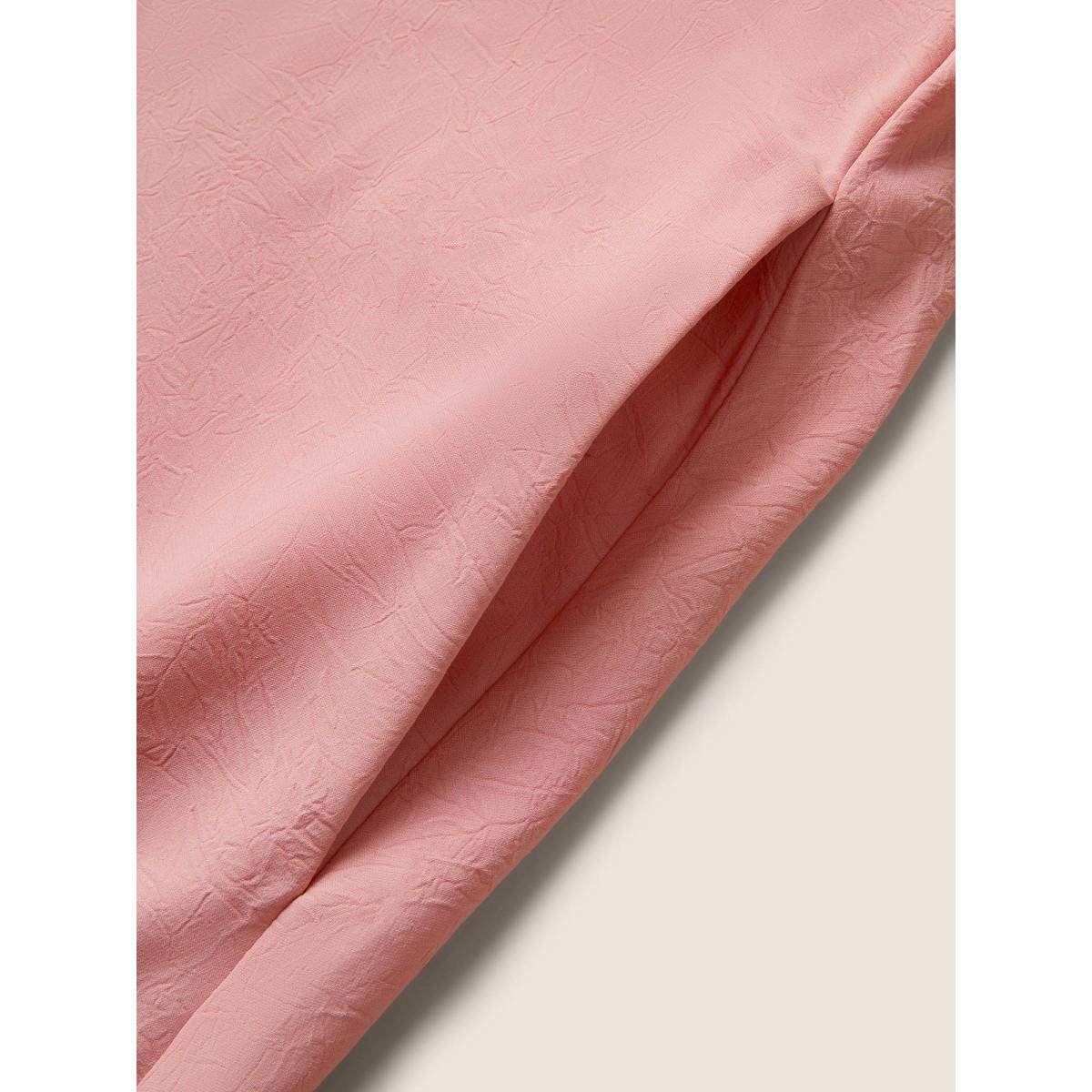 Plus Size Plain Ruffle Trim Pocket Adjustable Straps Dress Watermelon Women Formal Ruffles Non Sleeveless Curvy Midi Dress BloomChic 10/M Product Image