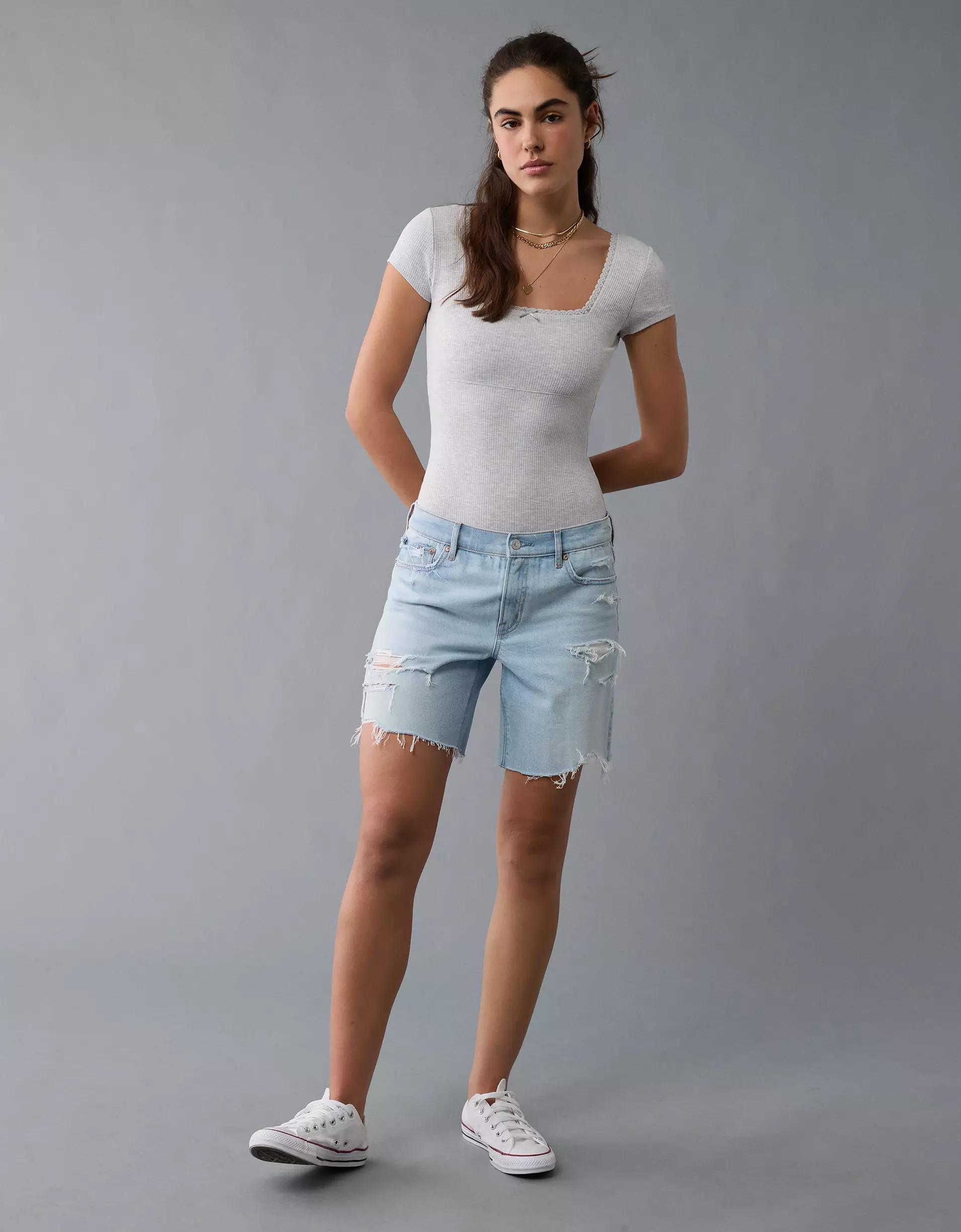 AE Short Sleeve Square Neck Bow Bodysuit Product Image