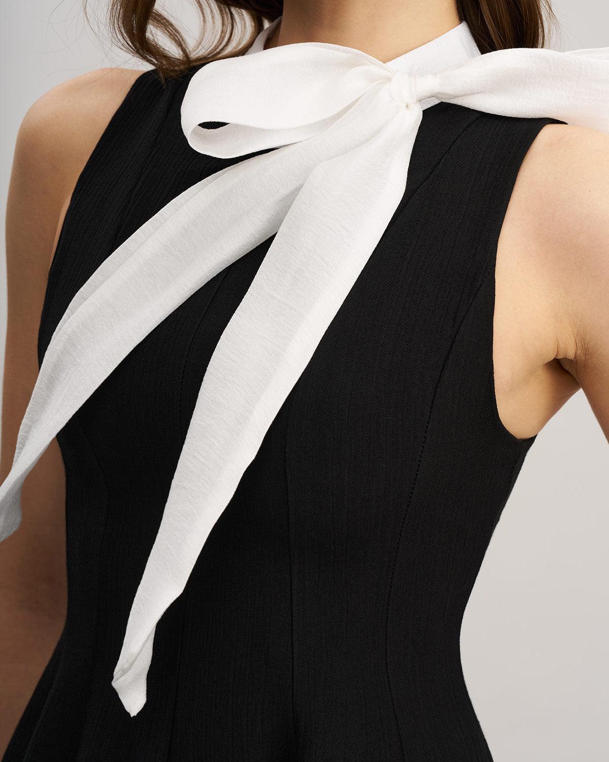 Black Contrast Sleeveless Mini Dress Product Image