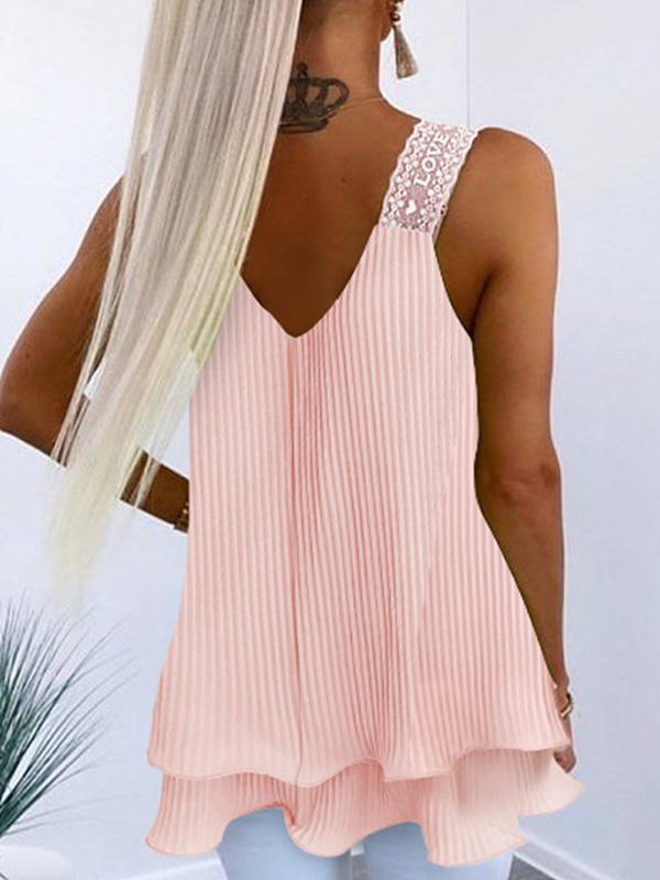 Loose Sleeveless Solid Color U-Neck Vest Top Product Image