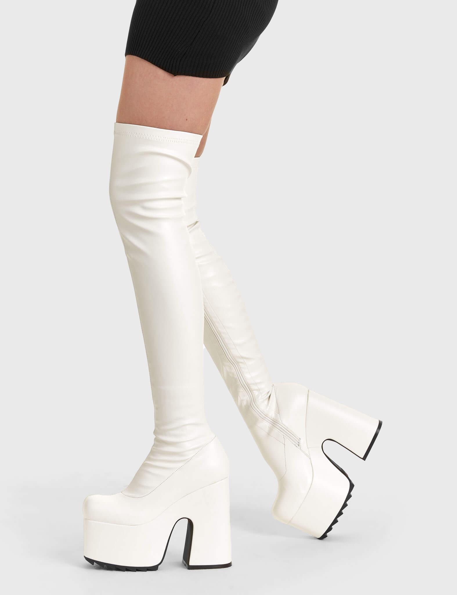Not Ready Chunky Platform Thigh High Boots Product Image
