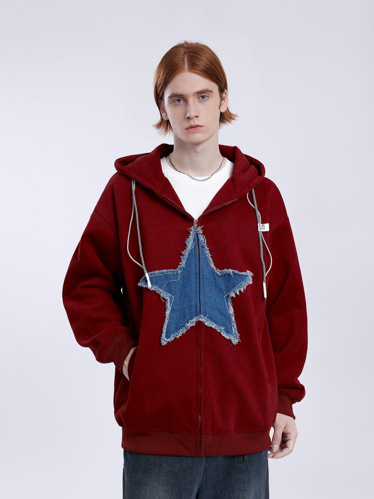 Aelfric Eden Denim Star Graphic Zip Up Hoodie Product Image