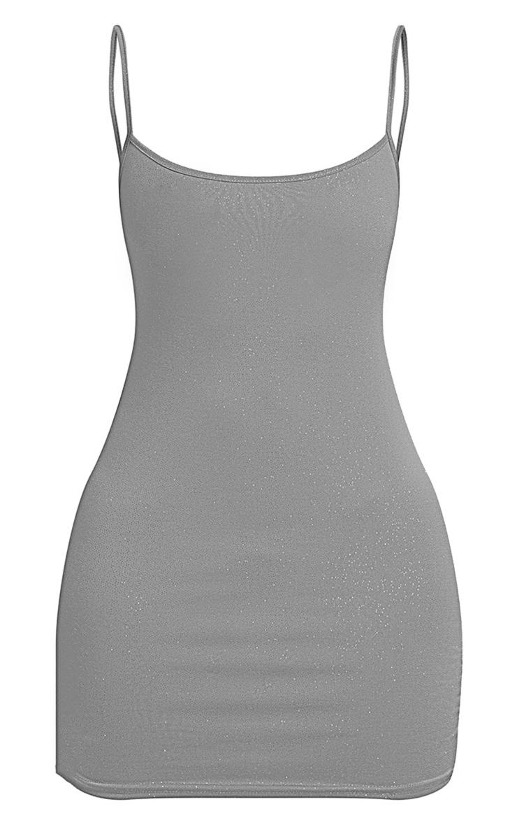 Grey Glitter Mini Bodycon Dress Product Image