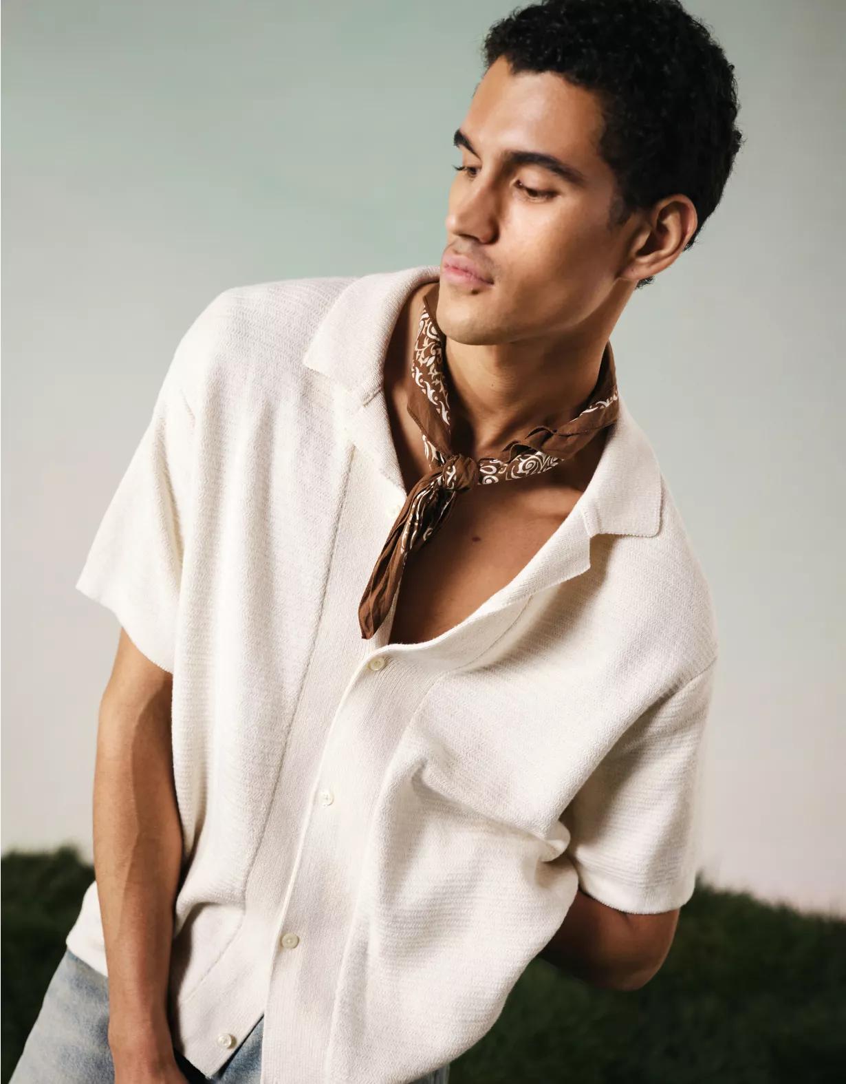 AE Weekend Button-Up Sweater Polo Shirt Product Image