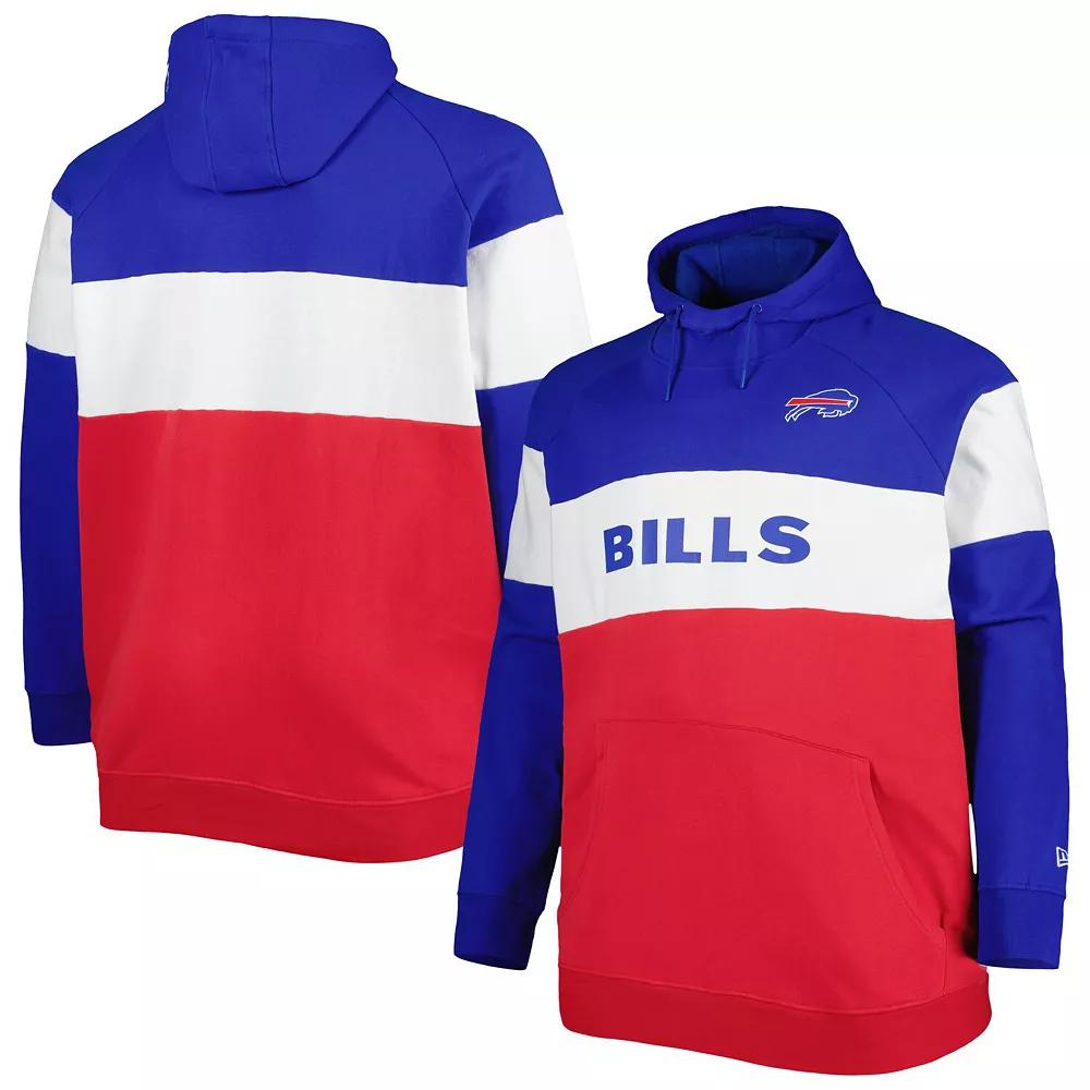 Men's New Era Red Buffalo Bills Big & Tall Current Team Colorblock Fleece Raglan Pullover Hoodie,  Product Image