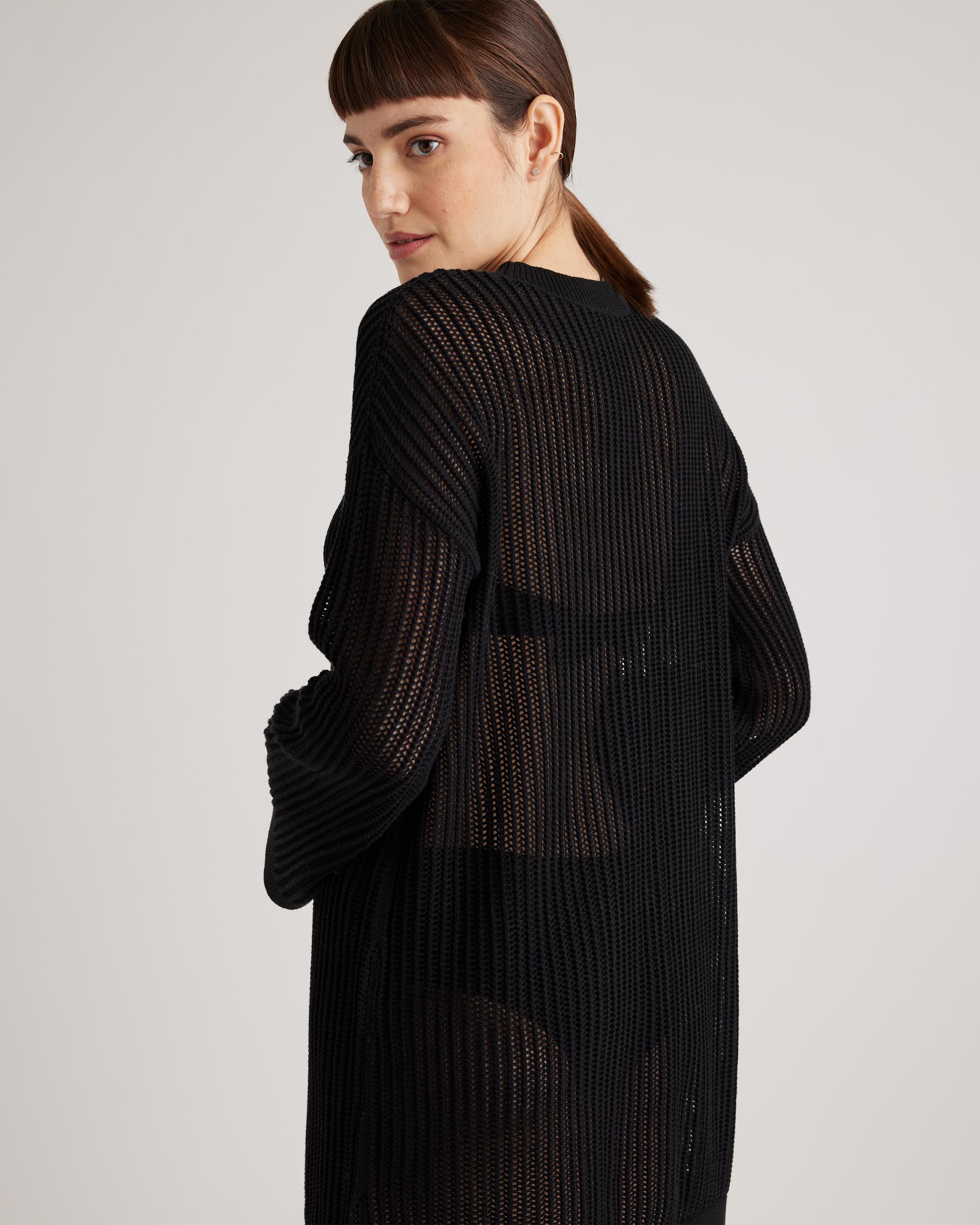 Quince | Women's Open-Knit Long Sleeve Cover-Up Mini Dress Organic Cotton Product Image