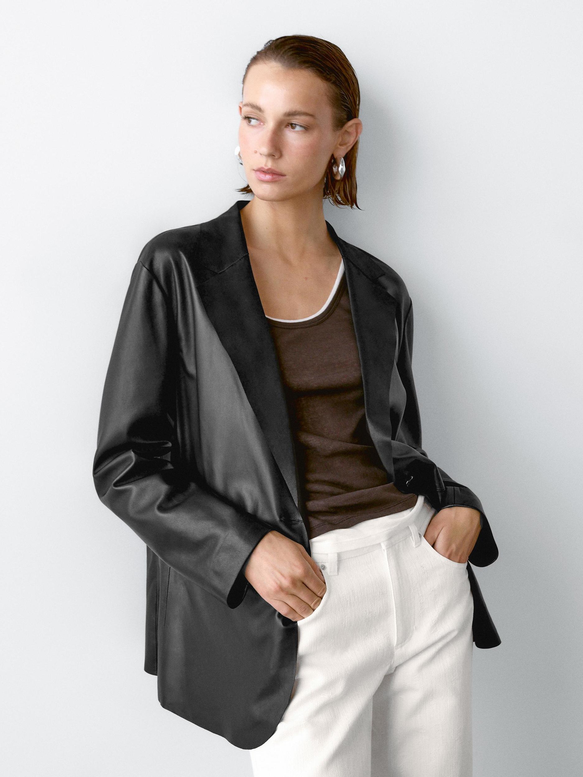 Flowing nappa leather blazer Product Image
