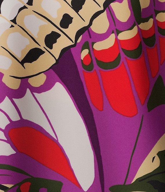 Jude Connally Emerson Butterfly Mosaic Print Jude Cloth Knit Point Collar Puffed Sleeve Shift Dress Product Image