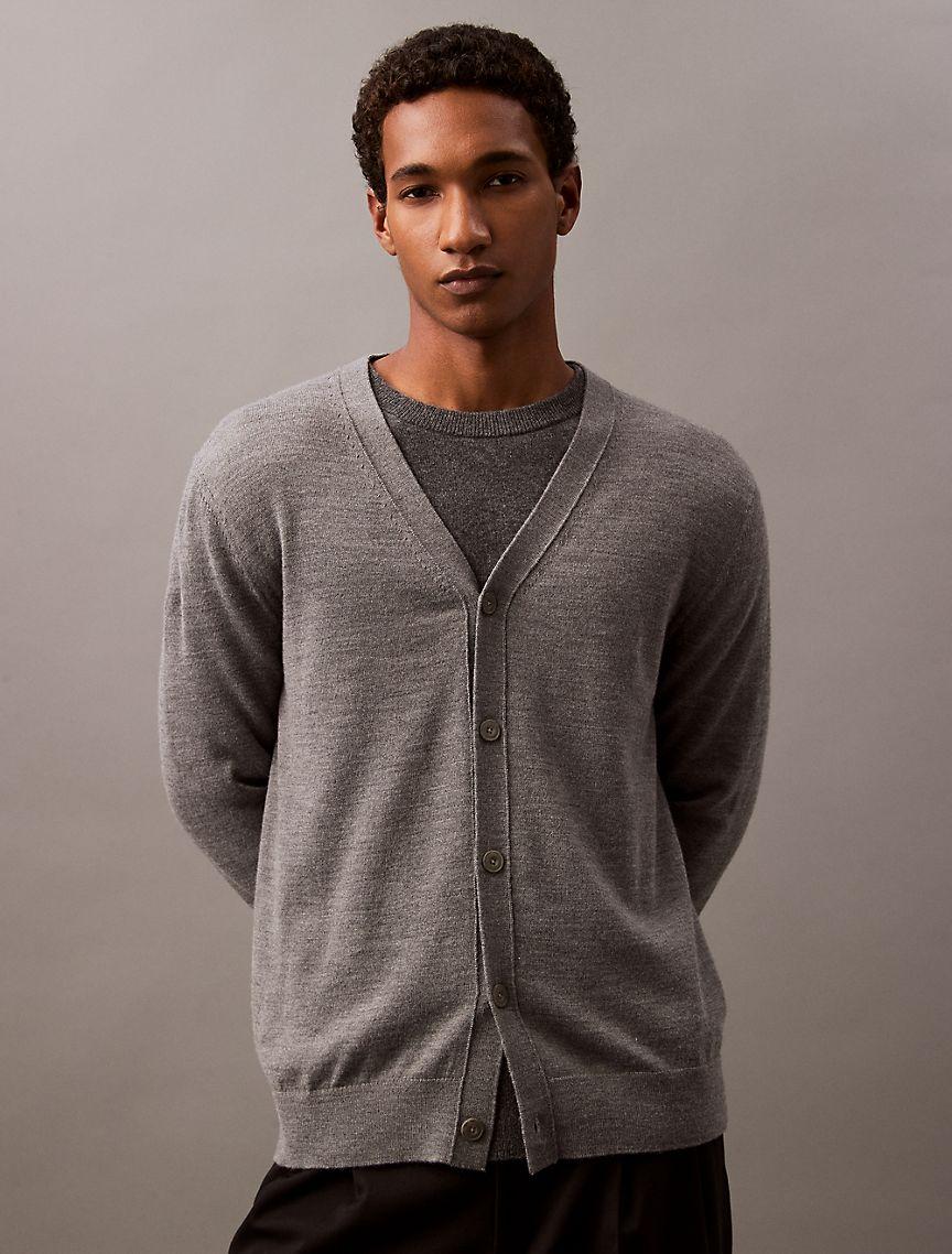 Extra Fine Merino Wool Blend Cardigan Sweater Product Image
