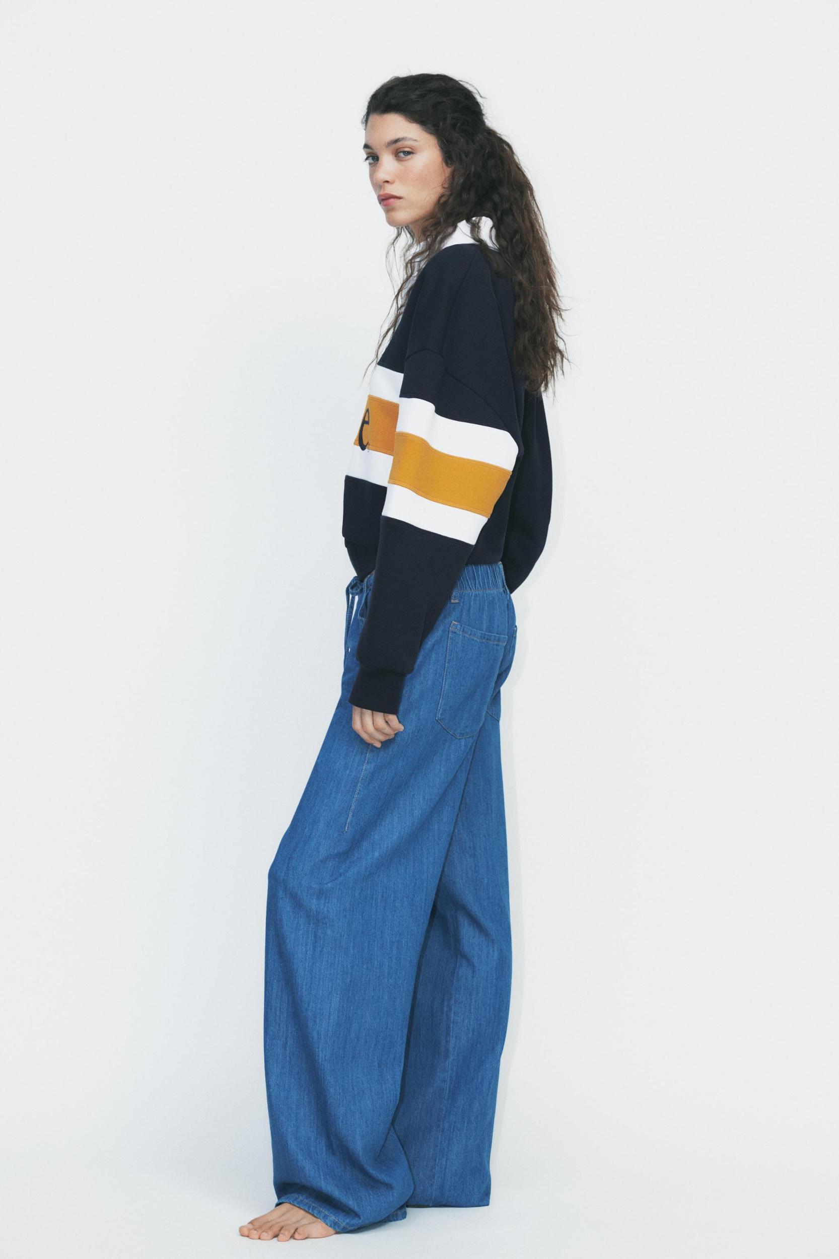DENIM PAJAMA-STYLE PANTS Product Image
