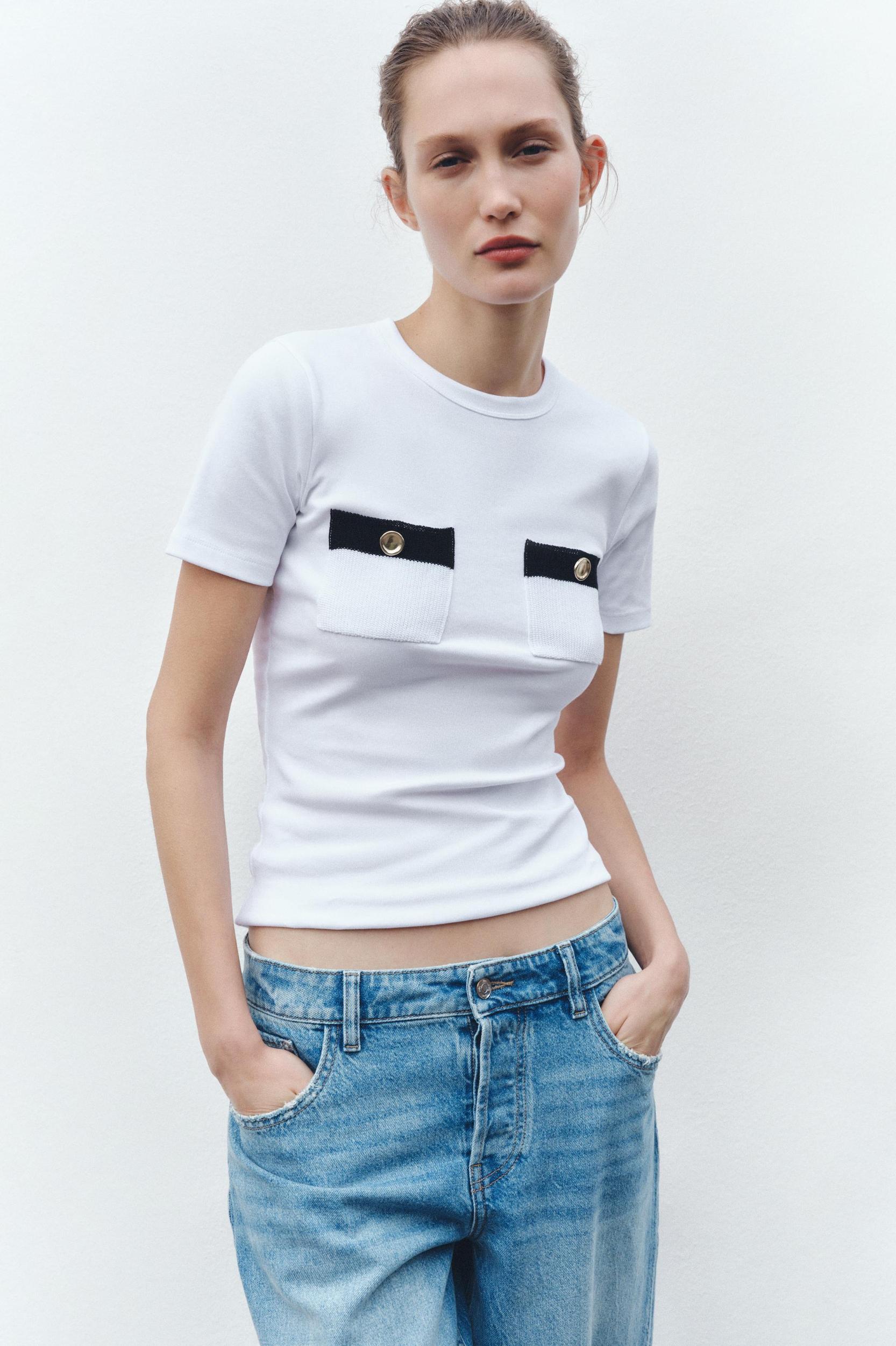 TOP WITH TRICOT DETAIL Product Image