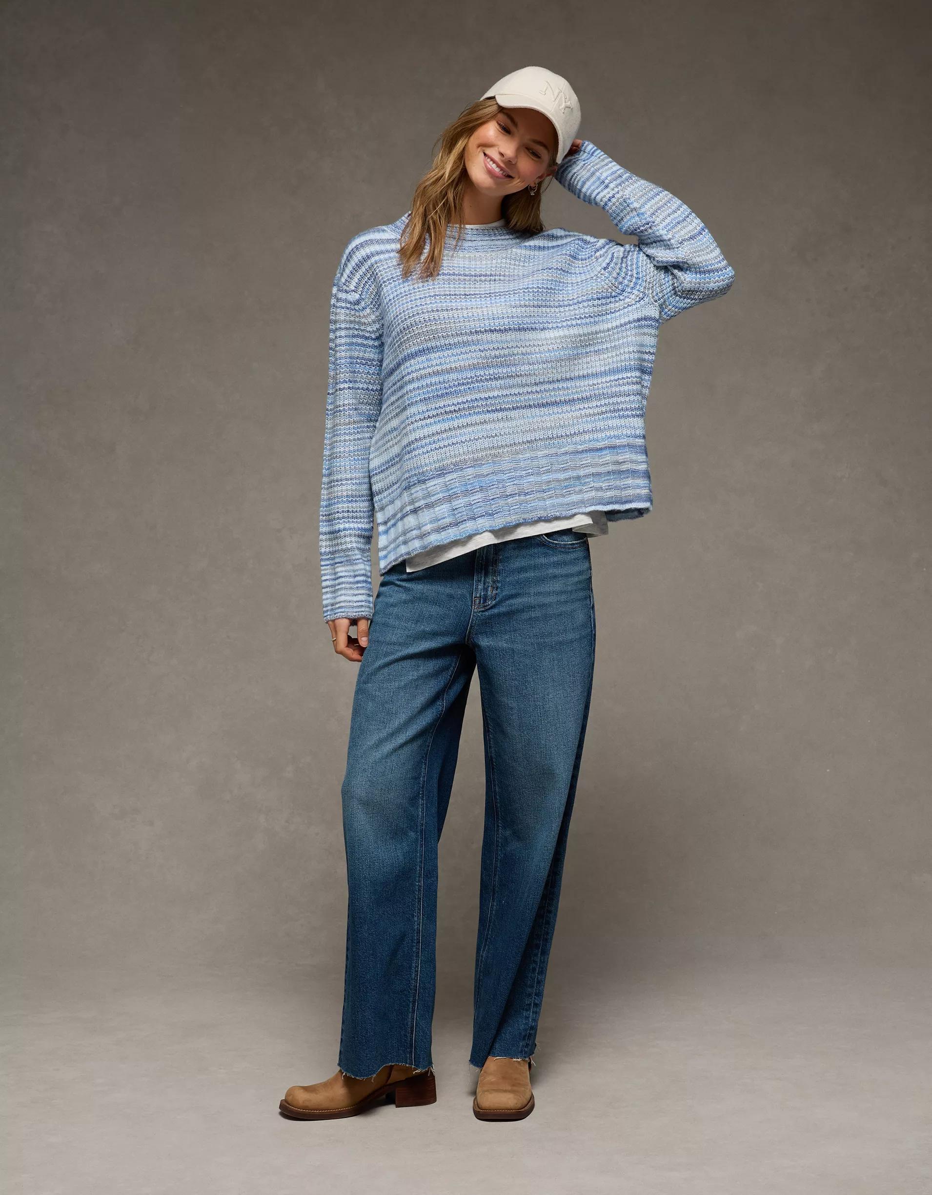 AE Oversized Faux Mohair Wide Cuff Sweater Product Image