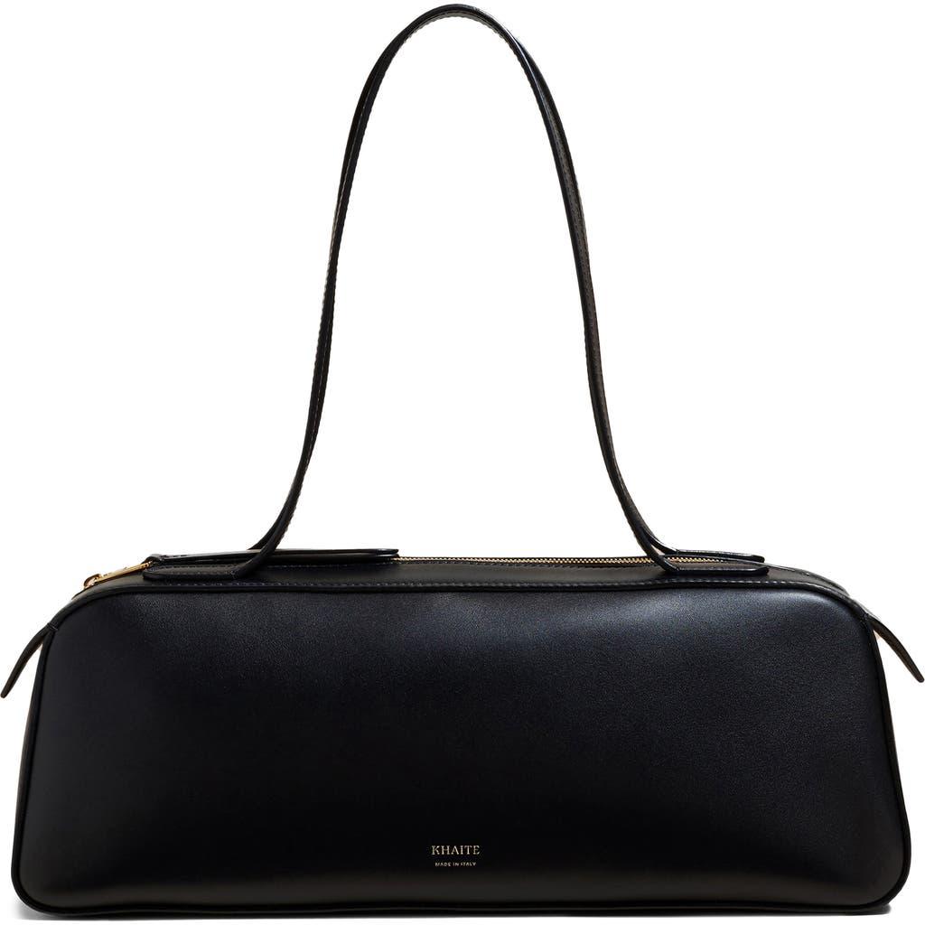 KHAITE Simona Crackle Patent Leather Shoulder Bag In Black Product Image