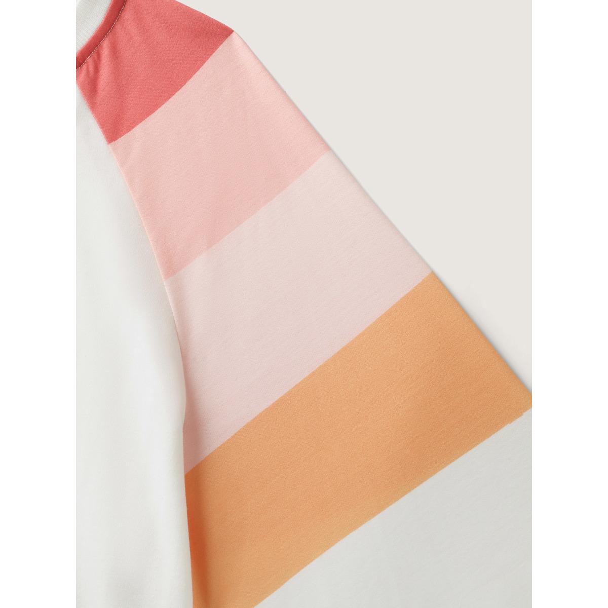 Plus Size Color Block Notched Collar Sweatshirt Women WhiteSmoke Contrast Flat collar with V-notch Casual Sweatshirts BloomChic 10/M Product Image