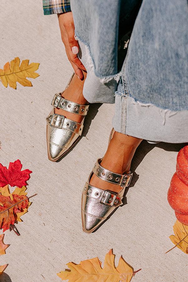 The Adaline Metallic Flats in Gold Product Image