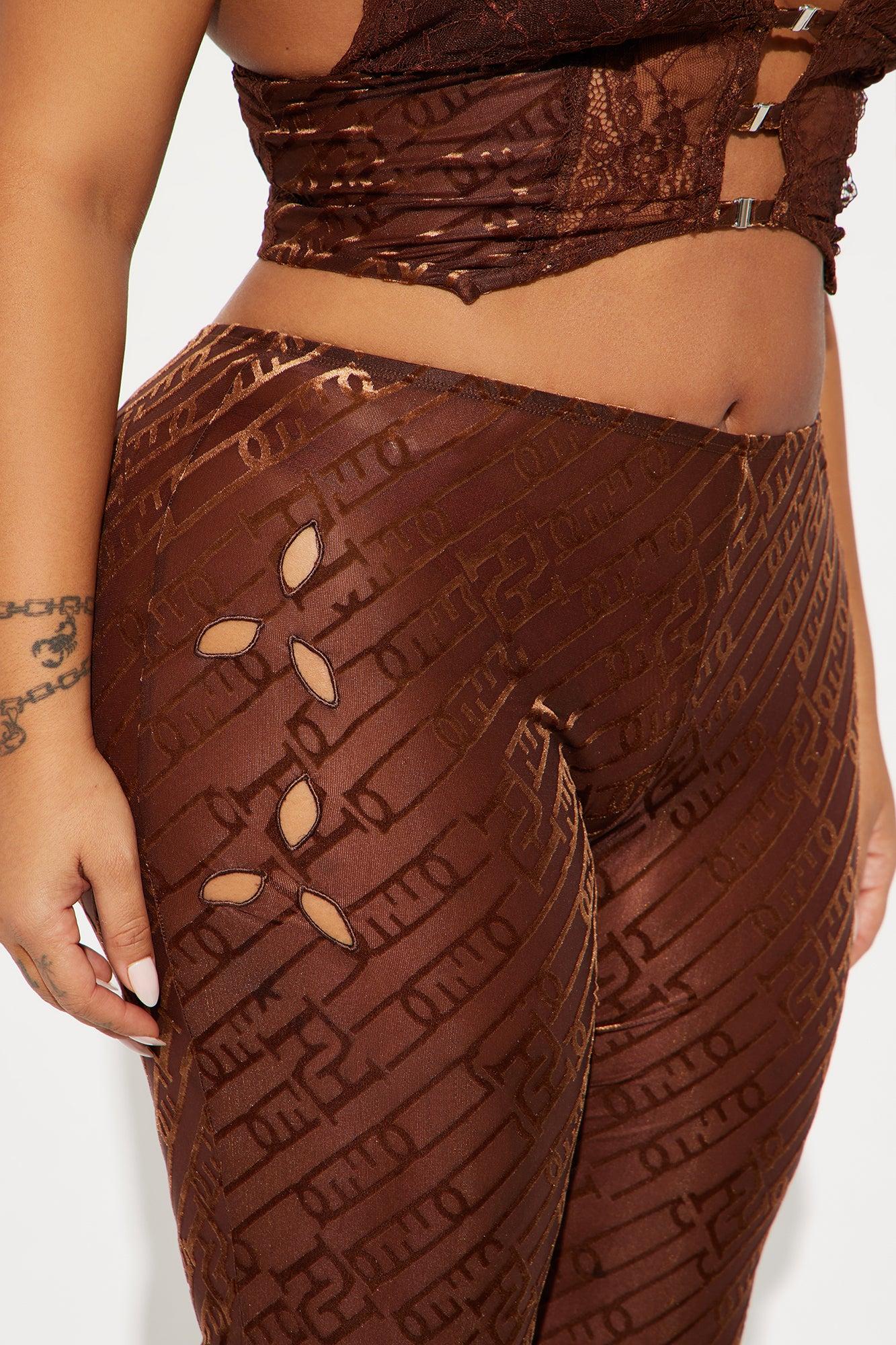 Kya Sheer Velvet Pant Set - Brown Product Image