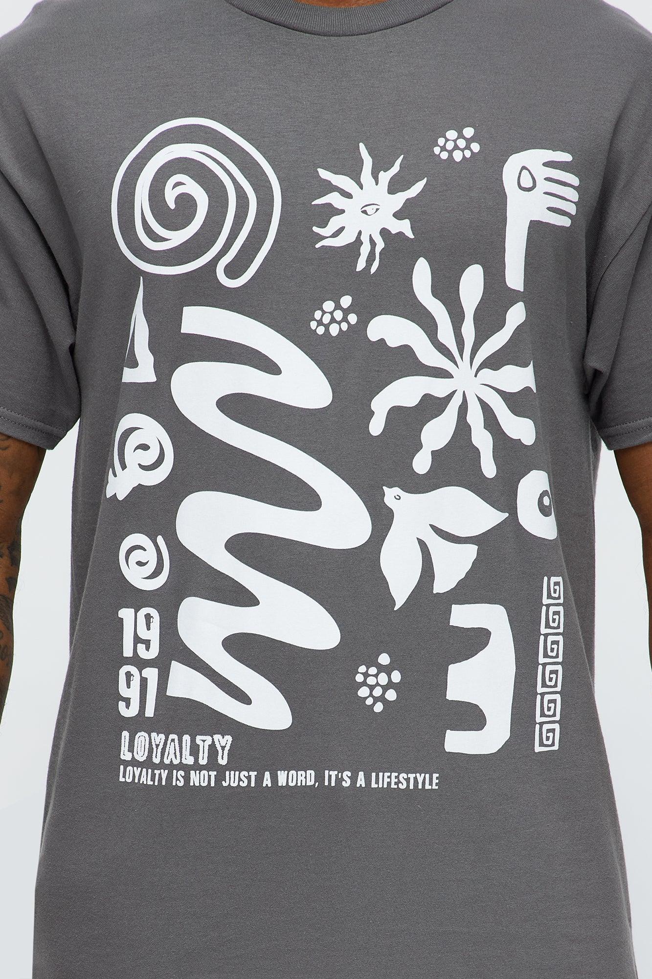 Abstract Artwork Collage Short Sleeve Tee - Charcoal Male Product Image