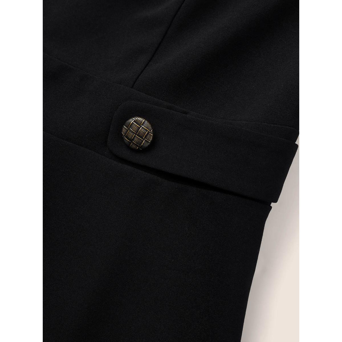 Plus Size Black Square Neck Waist Tab Gathered Blouse Women Workwear Essentials Short sleeve Square Neck Work Blouses BloomChic 10/M Product Image