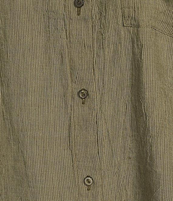 Eileen Fisher Puckered Organic Linen Point Collar Long Sleeve Shirt Product Image