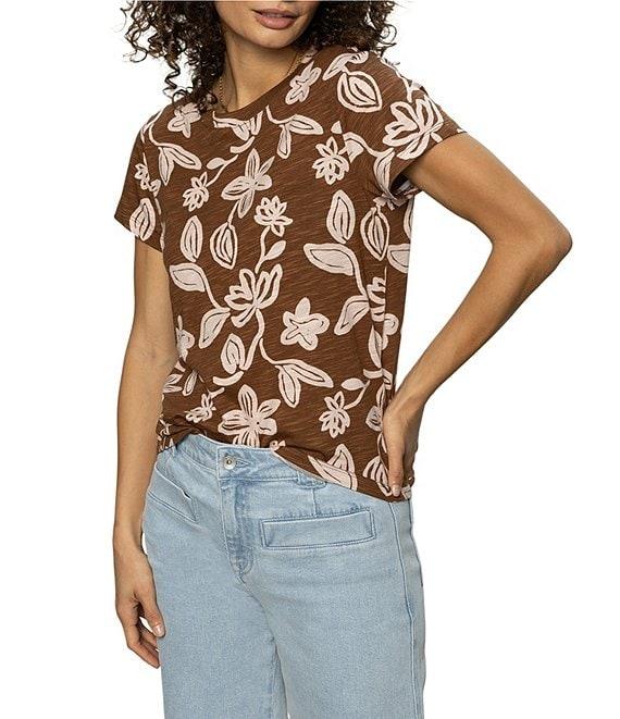Sanctuary The Perfect Tee Crew Neck Earth Ivy Floral Print Short Sleeve Top Product Image