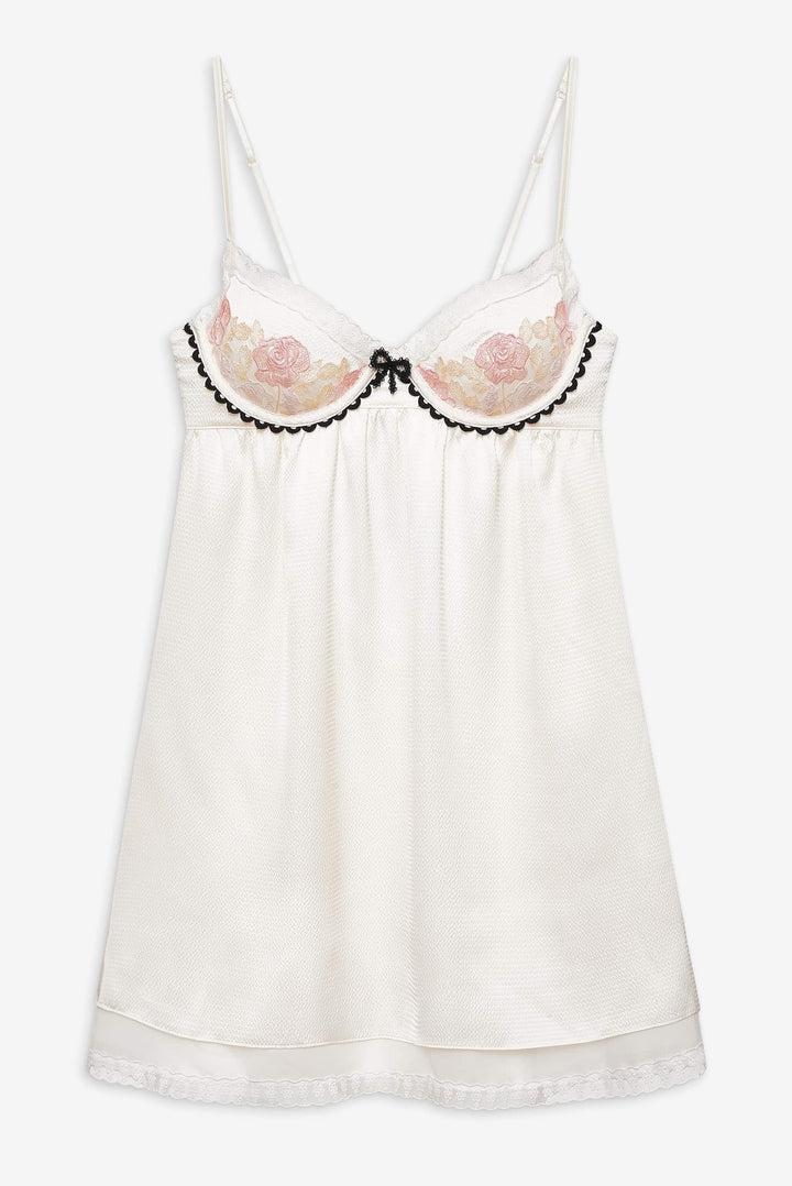 Evie Floral Slip Dress — Cream Product Image