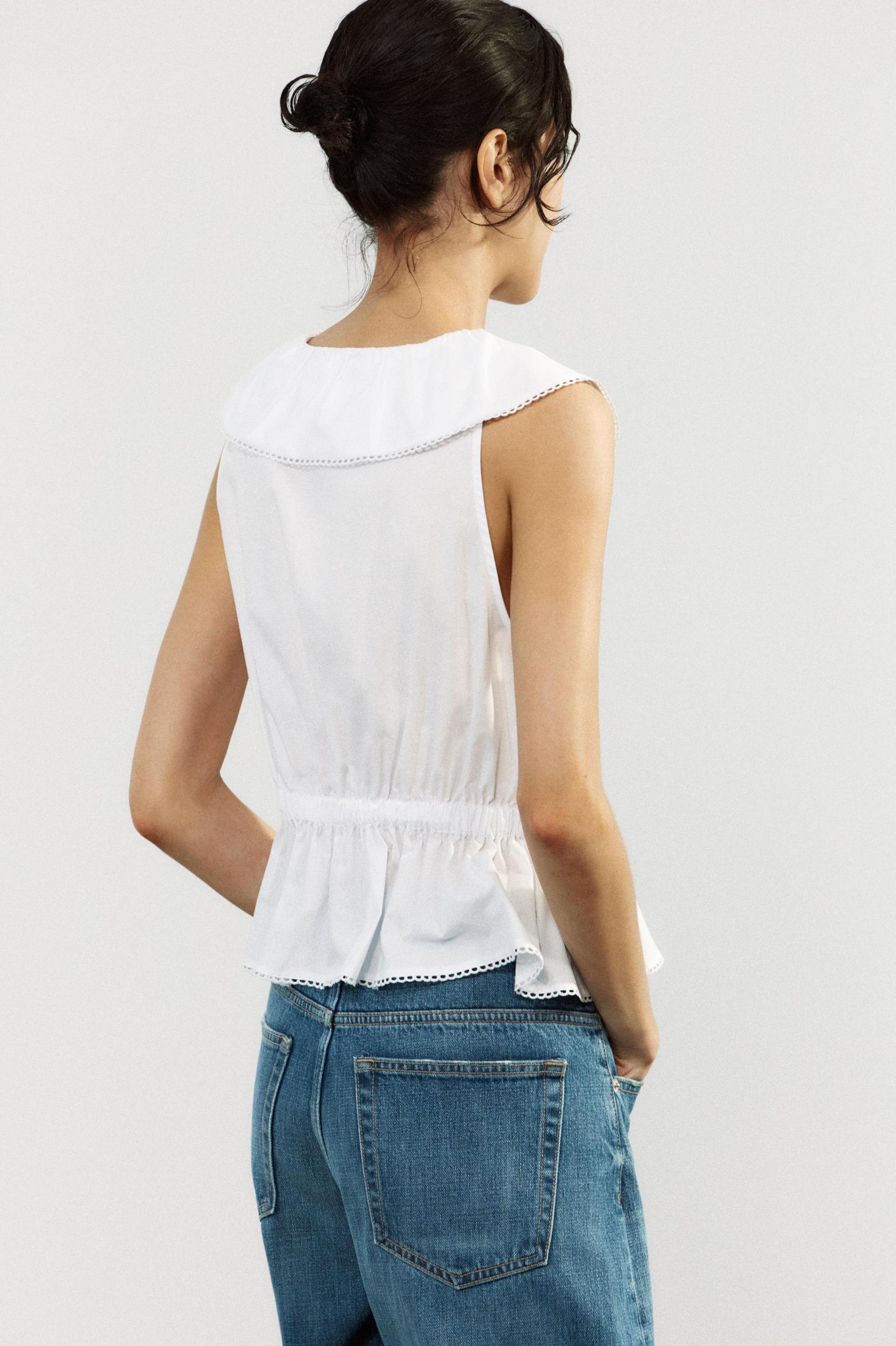 PETER PAN COLLAR POPLIN TOP Product Image