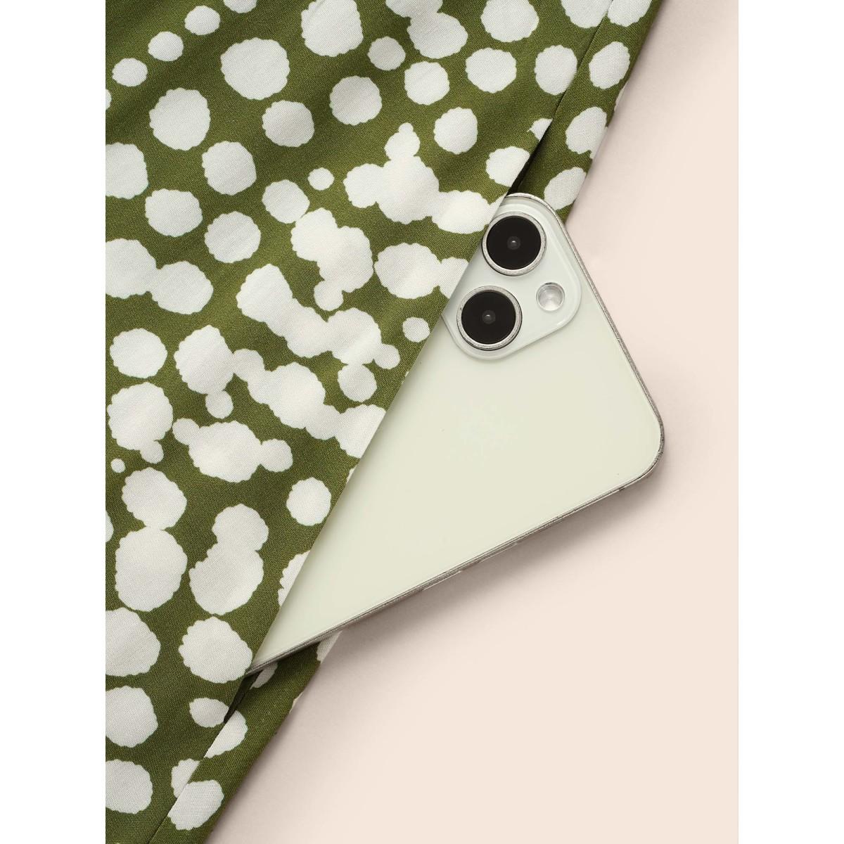 Plus Size Plants Print Shirred Tab Sleeve Dress Moss Women Elegant Shirred V-neck Elbow-length sleeve Curvy BloomChic 30/6X Product Image