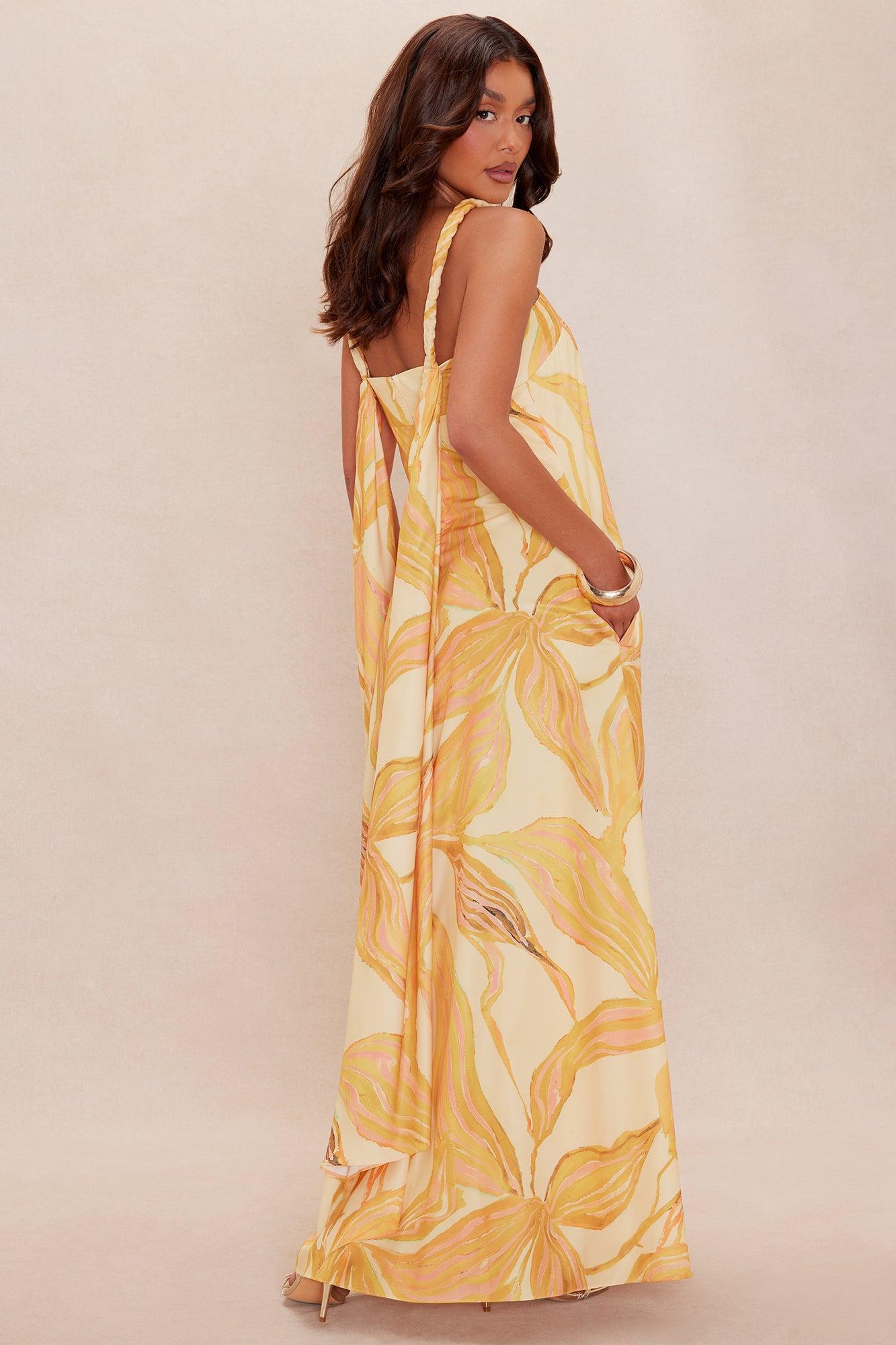 Maslie Satin Maxi Dress - Yellow/combo Female Product Image