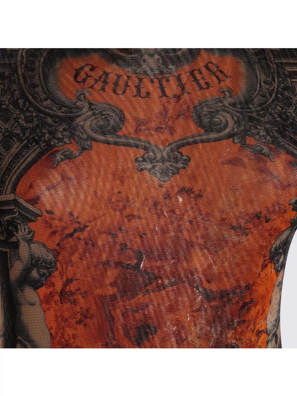 JEAN PAUL GAULTIER Graphic Print Full-length Dress With Long Sleeves In Black Product Image