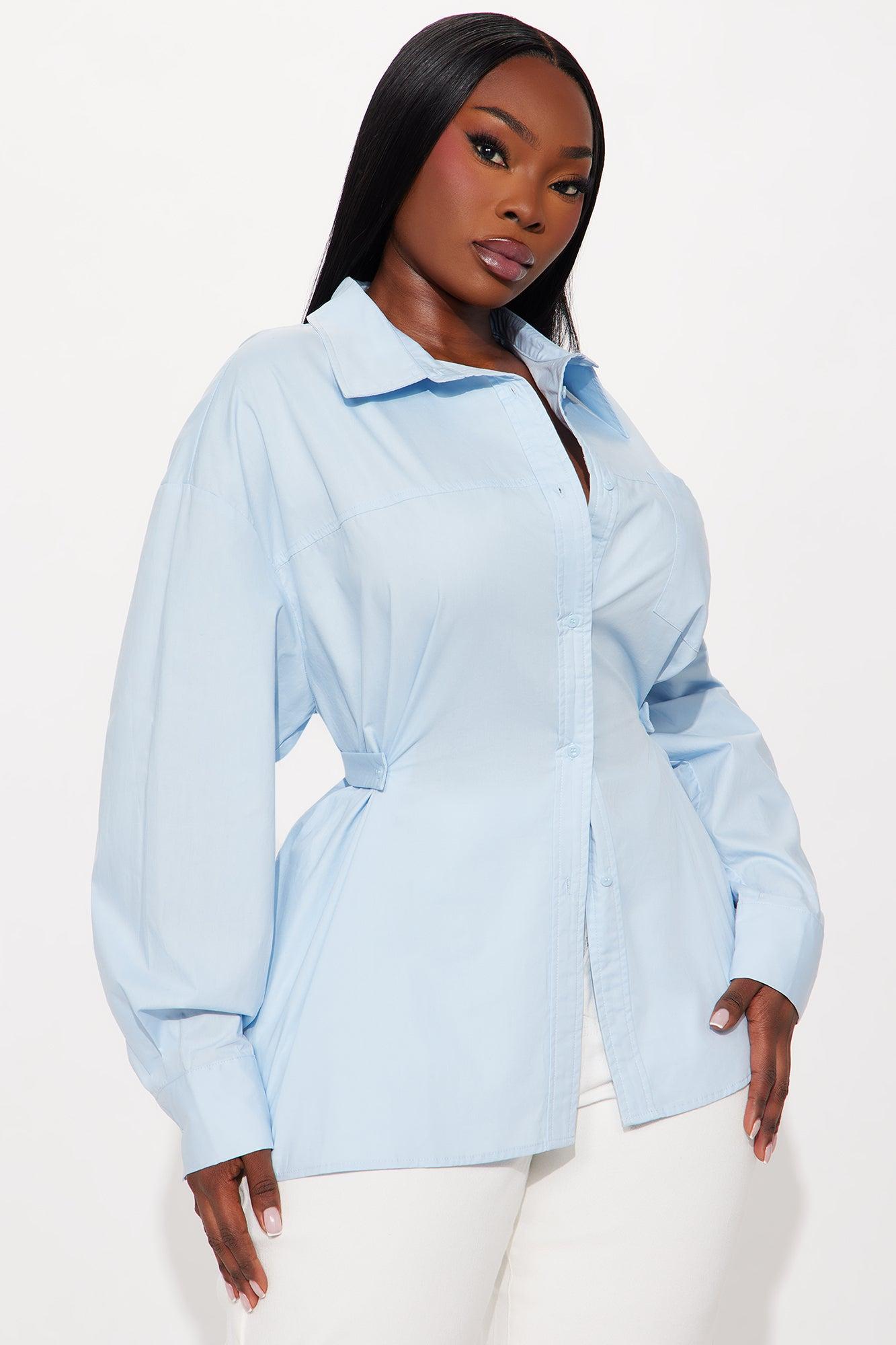Sofia Poplin Shirt - Blue Product Image