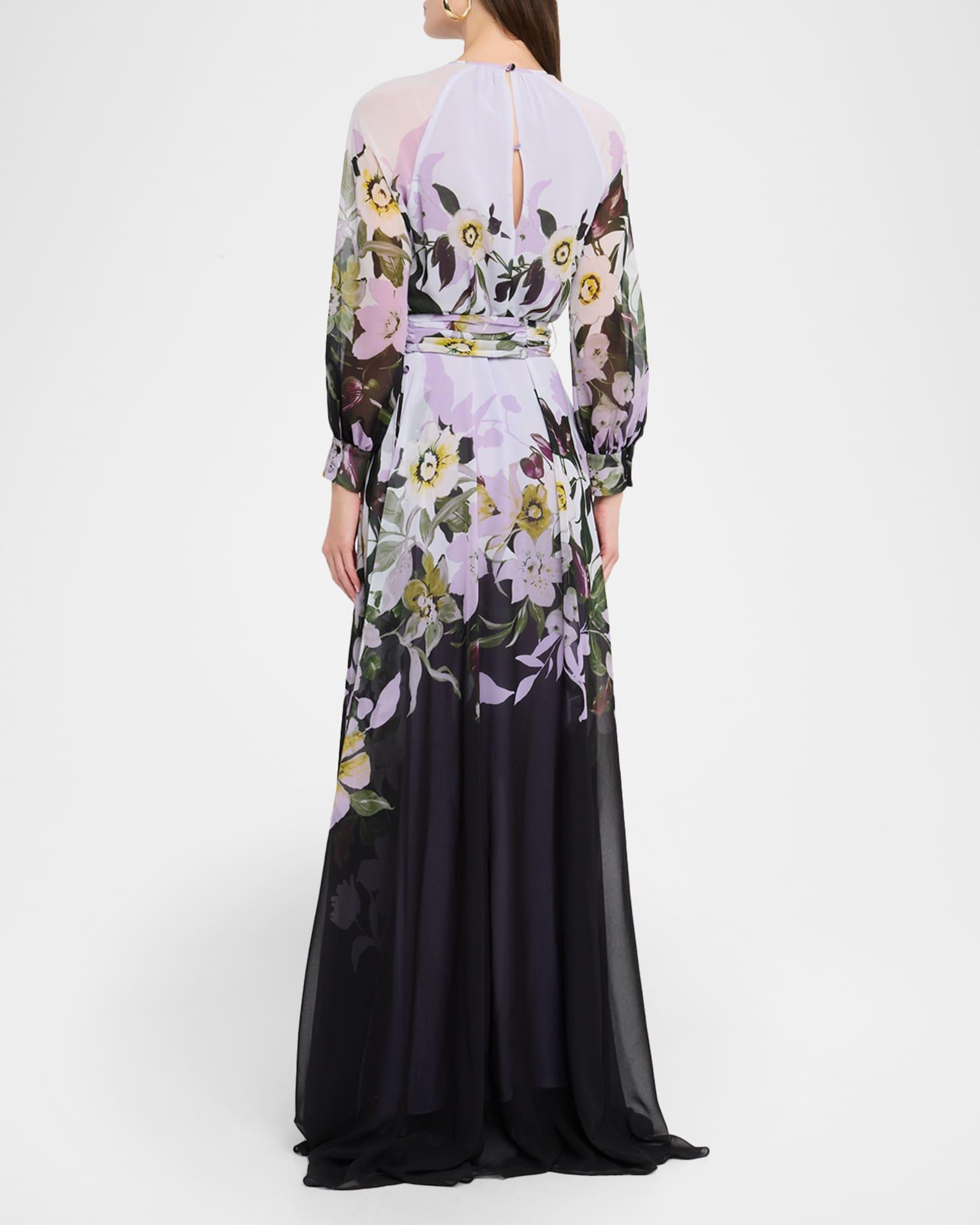 Floral-Print Chiffon Gown Product Image